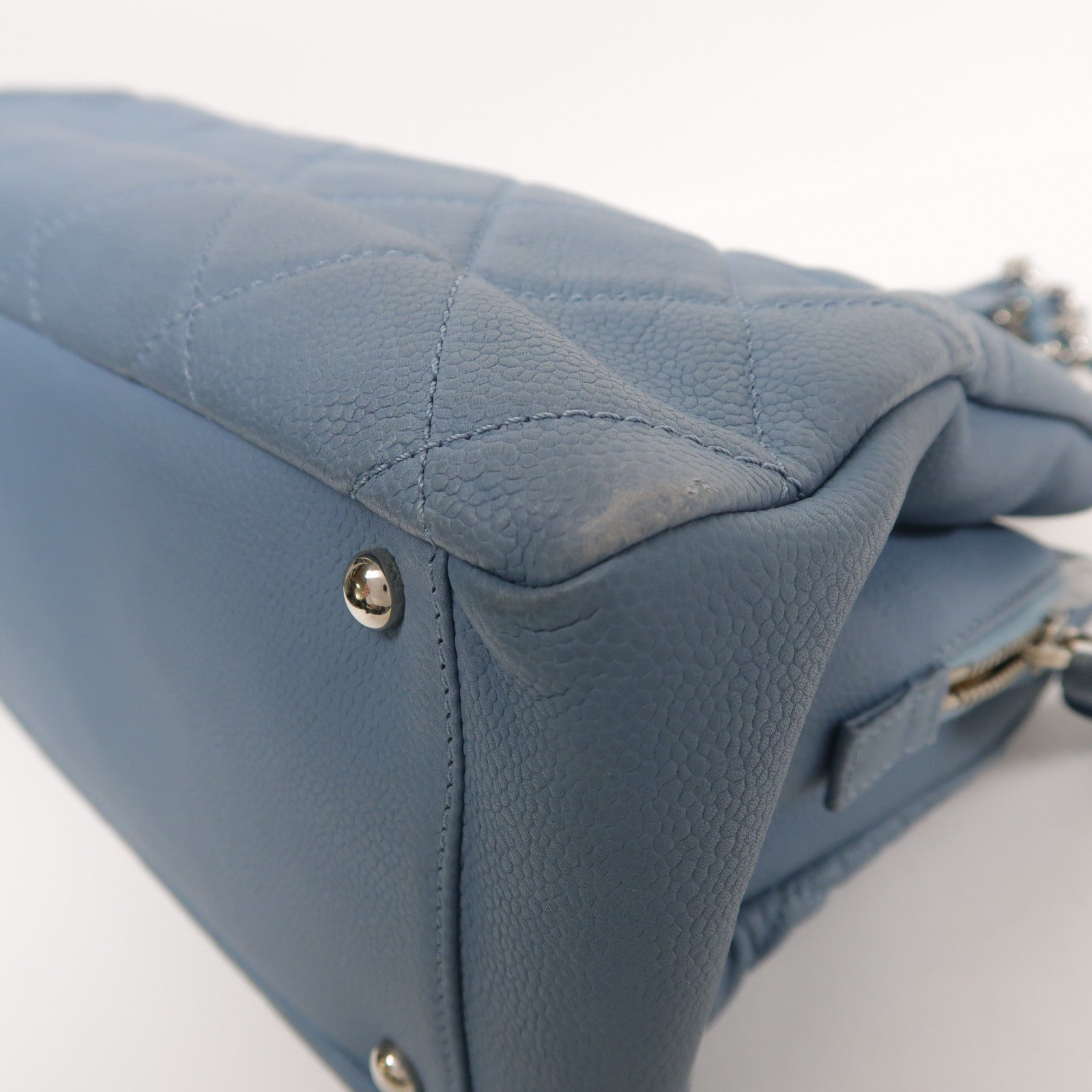 CHANEL CC SHW Shoulder Bag Calfskin Leather Blue