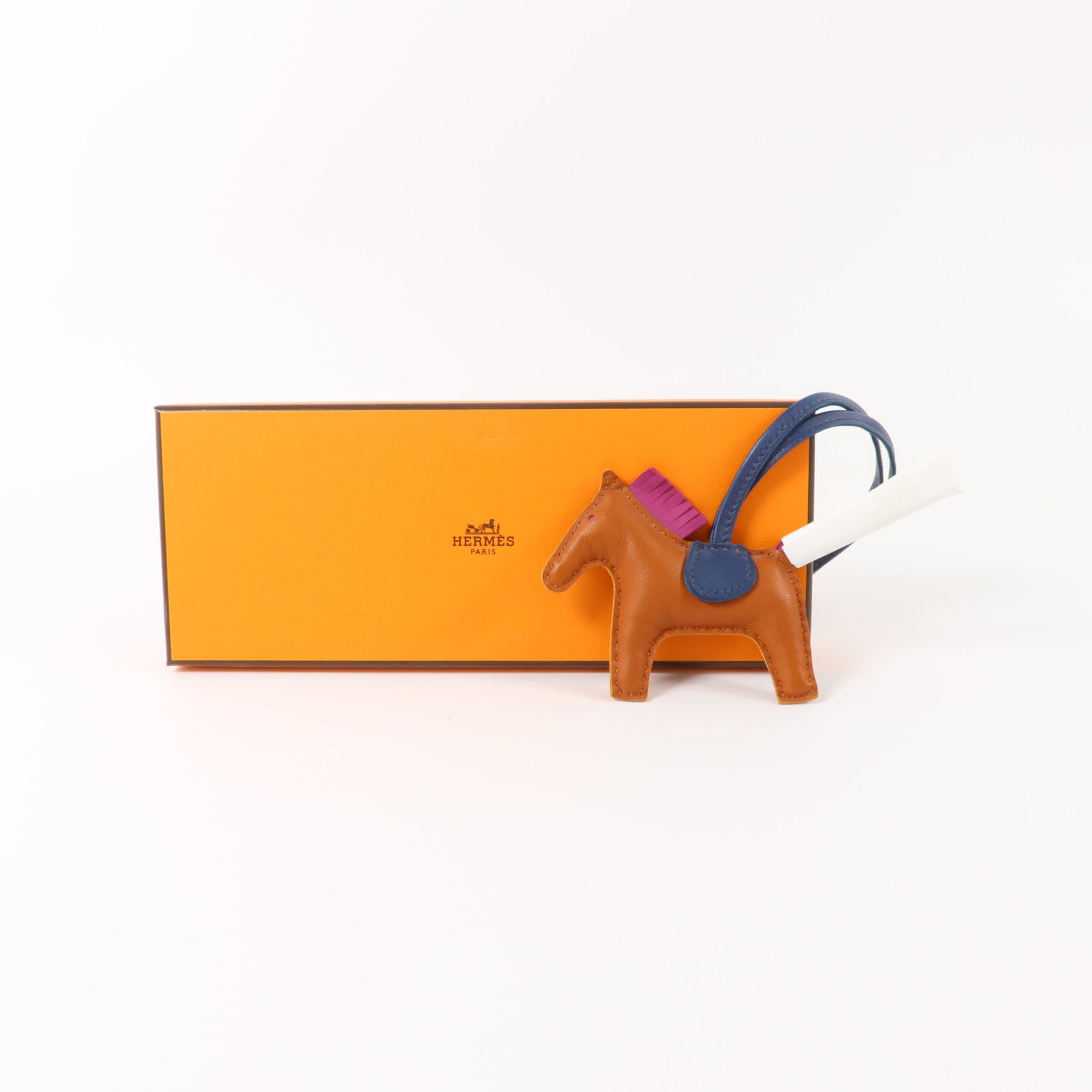 HERMES Milo皮革Rodeo PM掛飾Gold/Bleu Saphir/Rose Purple