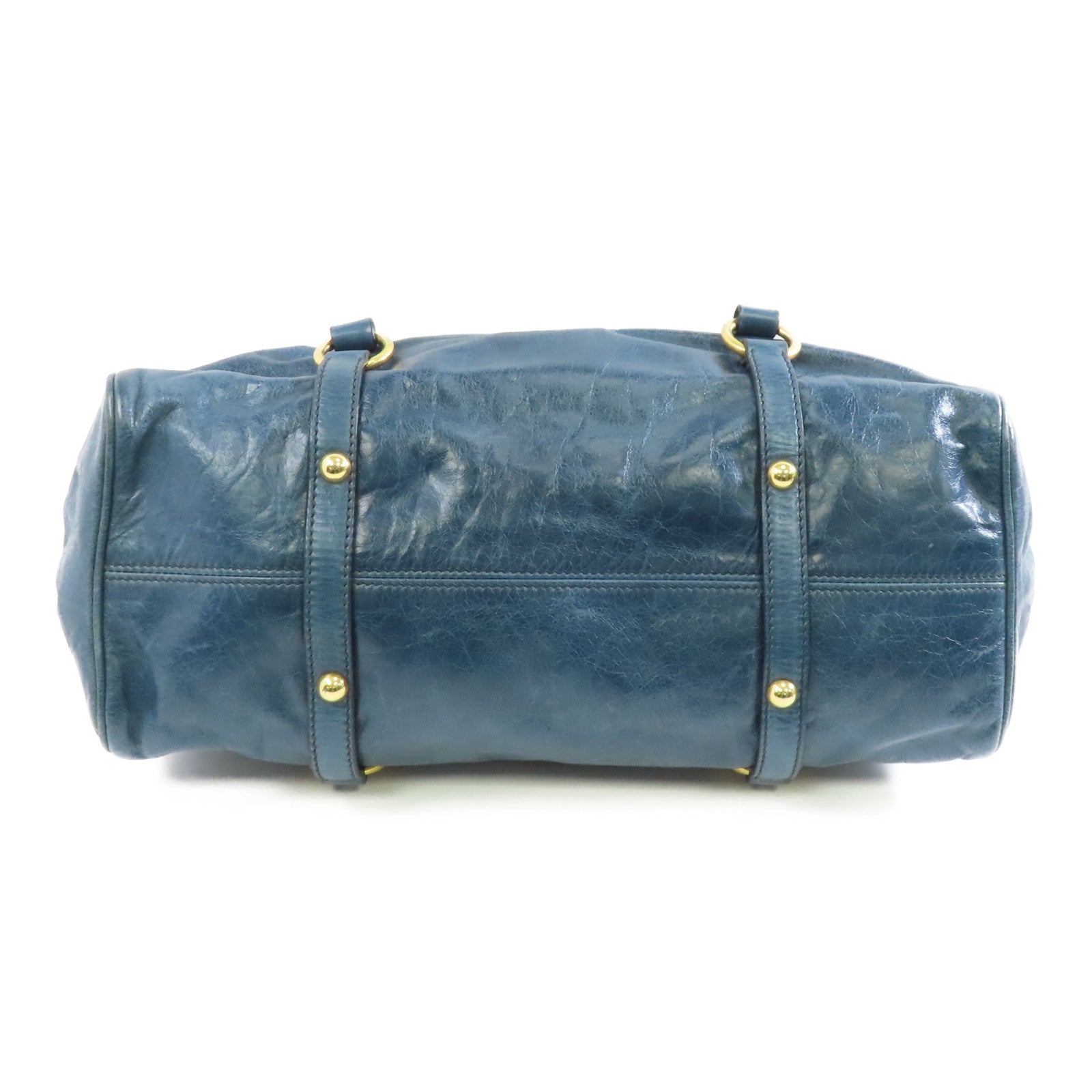 Miu Miu 牛皮皮革2 Way Shoulder金扣手挽肩背兩用袋藍色