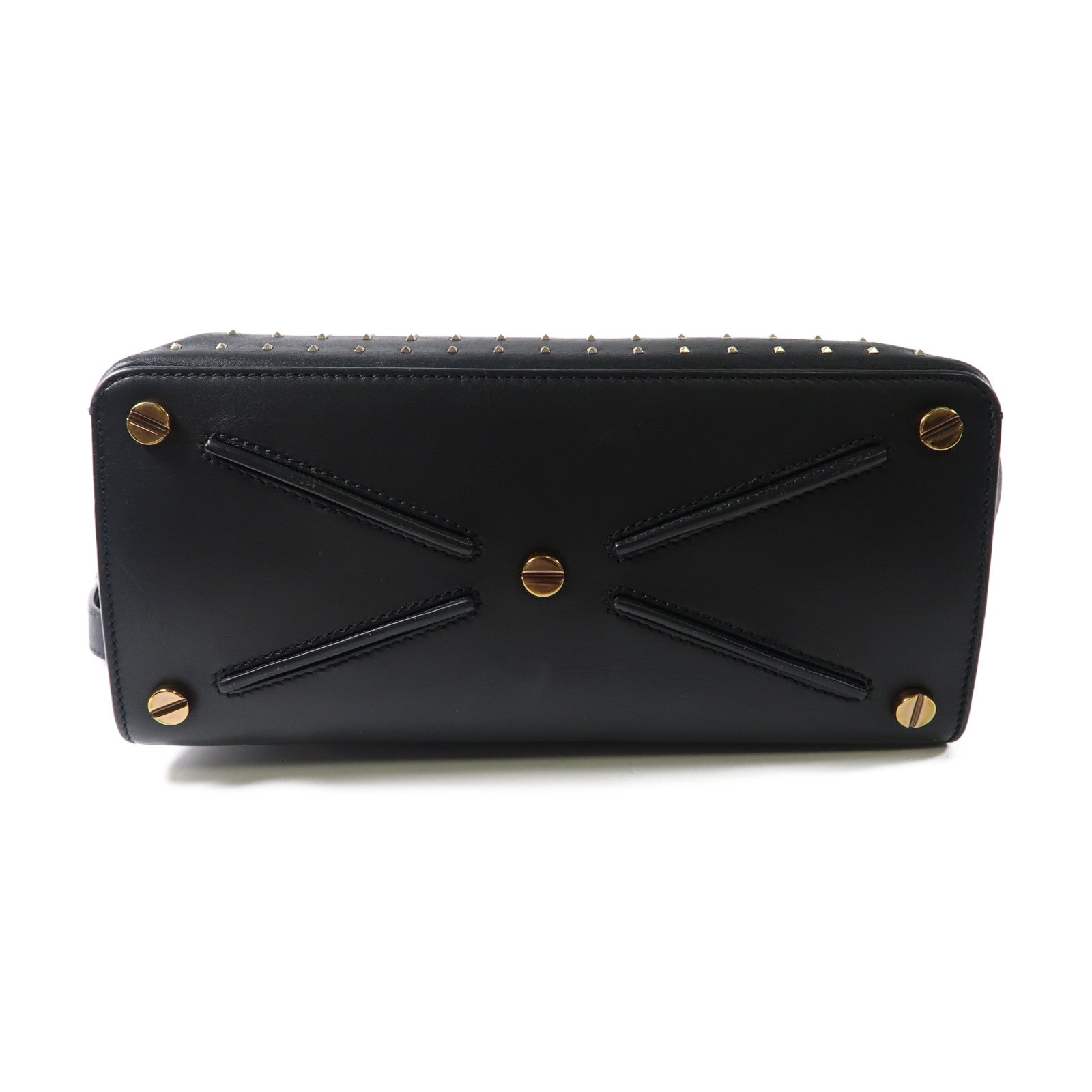 Valentino 牛皮皮革2 Way Shoulder金扣手挽肩背兩用袋黑色