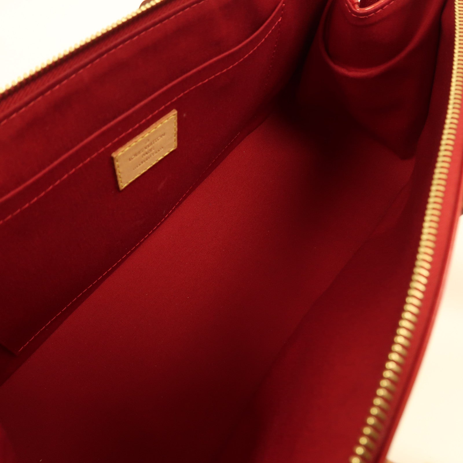 LOUIS VUITTON Monogram Vernis Rosewood Avenne金扣手挽袋紅色