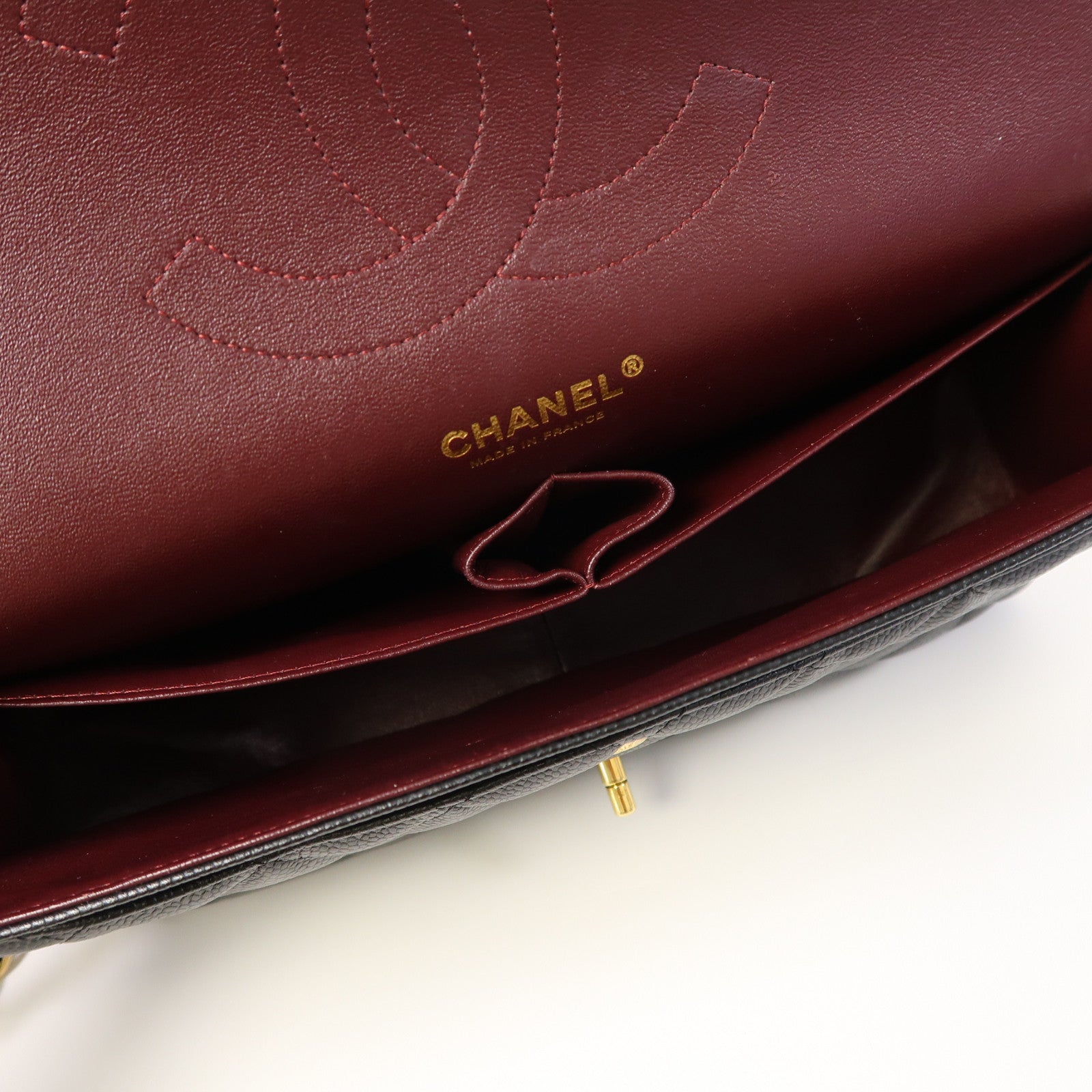 CHANEL 【激減優惠】菱格牛皮皮革Large Classic金扣鏈帶肩背袋黑色