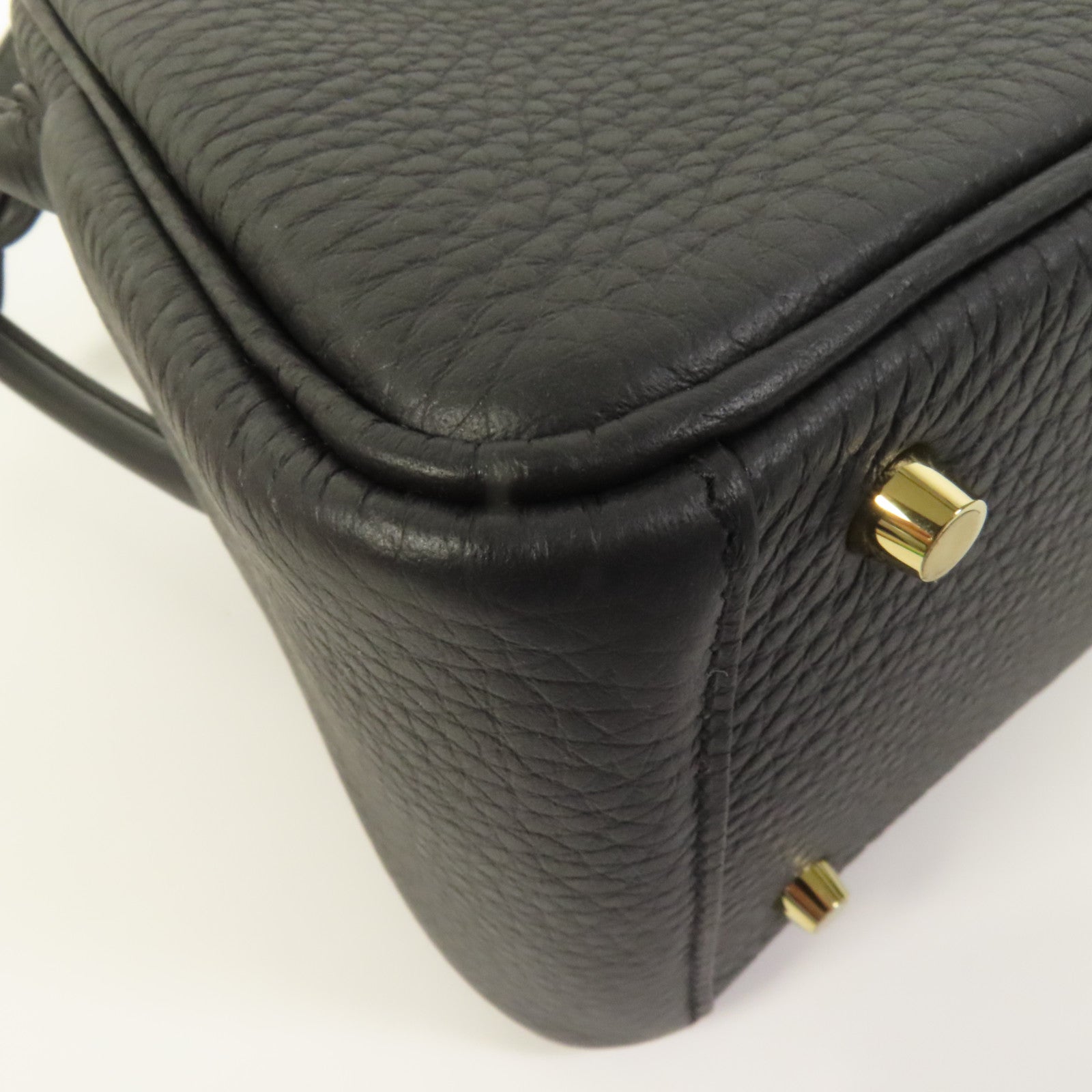 HERMES Clemence皮革Mini Lindy金扣手挽肩背兩用袋Noir