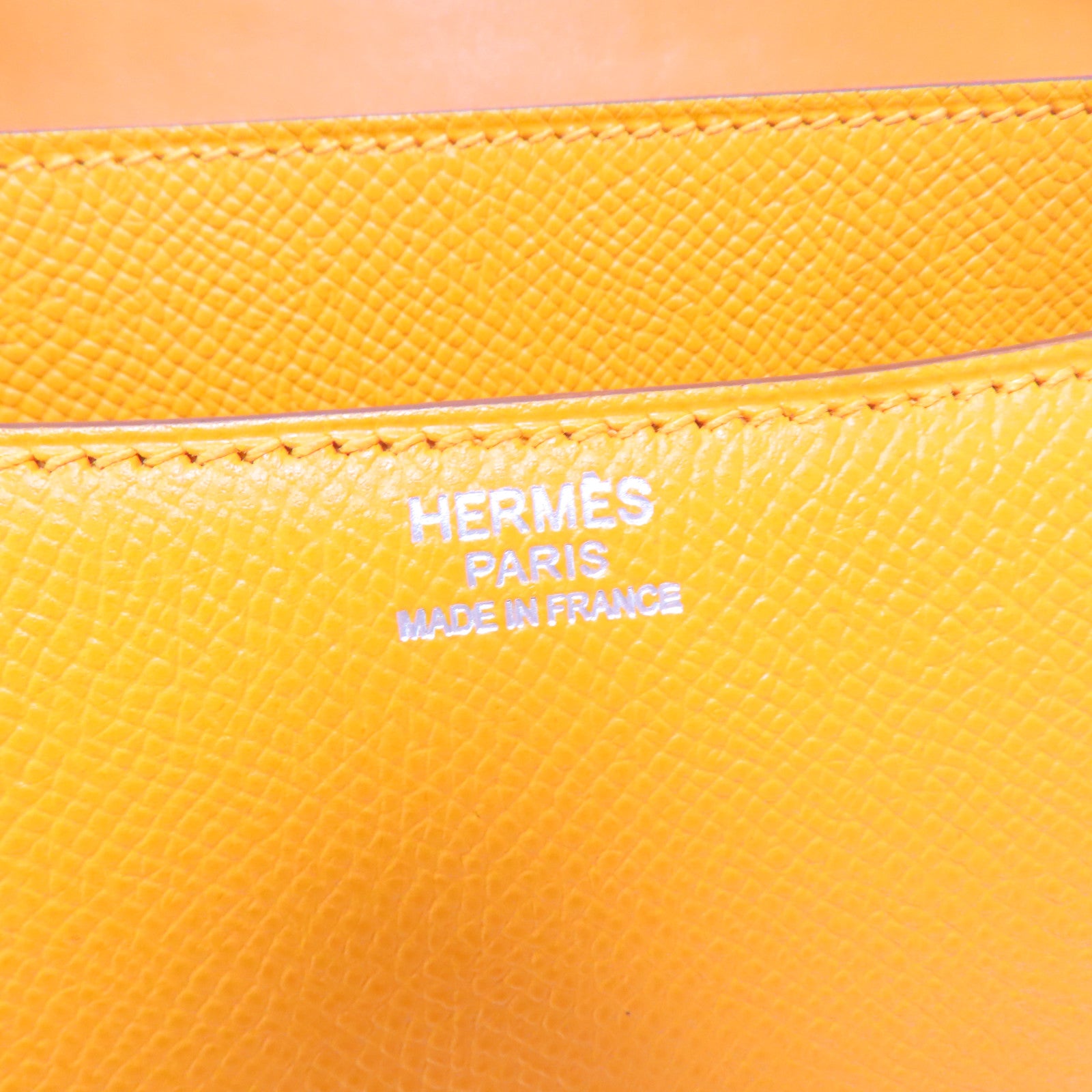 HERMES 【激減優惠】Epsom皮革Constance 24銀扣肩背袋橙色