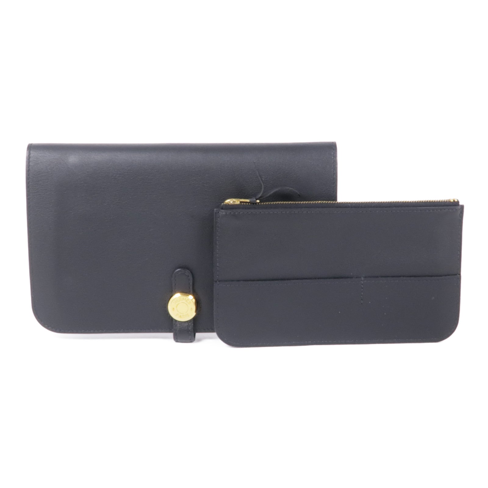 HERMES Swift皮革Dogon Long Wallet金扣長錢包Noir