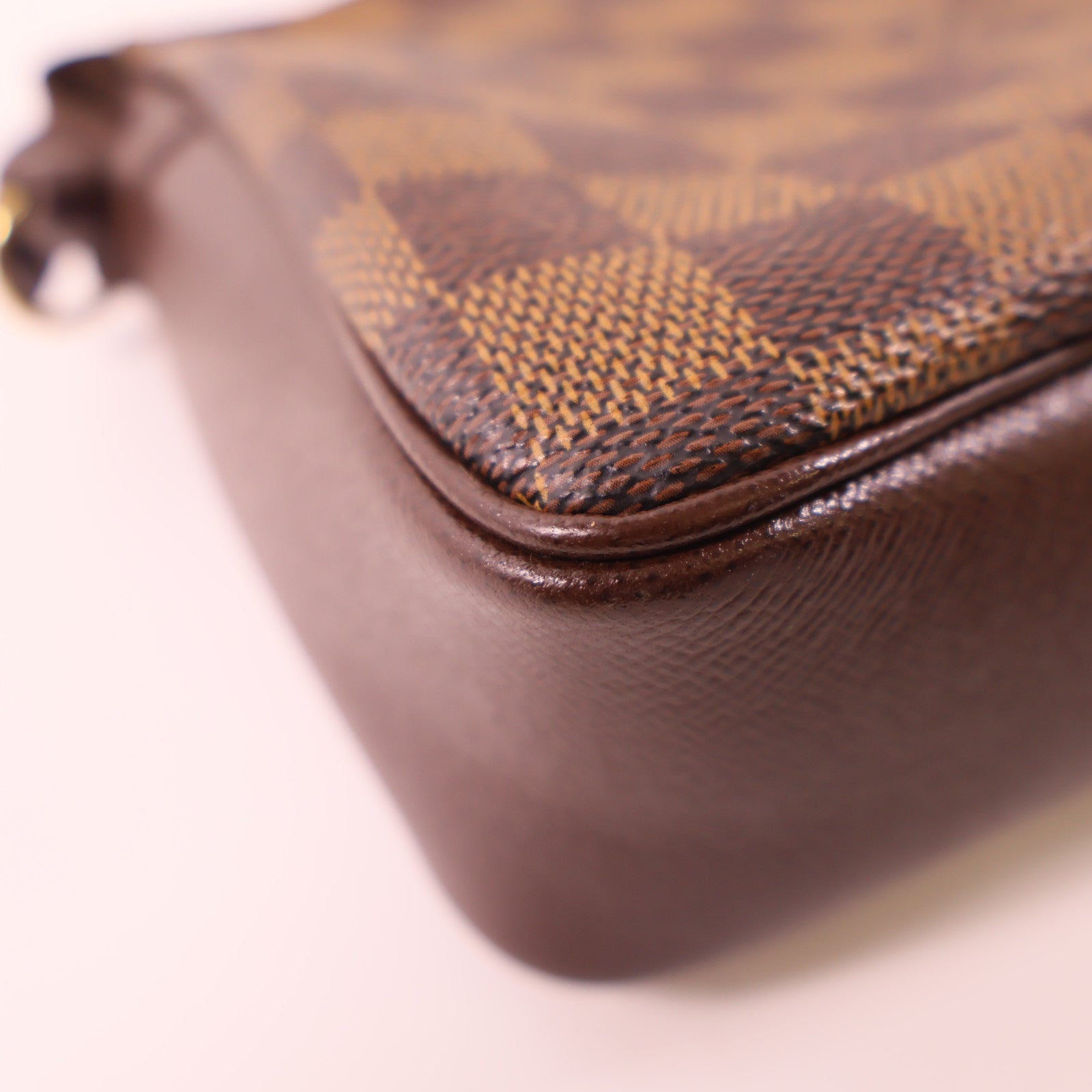 LOUIS VUITTON Damier Trousse Makeup Accessory Pouch金扣手挽袋棕色