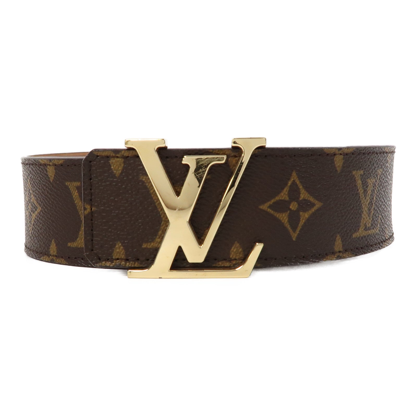 LOUIS VUITTON Monogram Belt金扣皮帶啡色