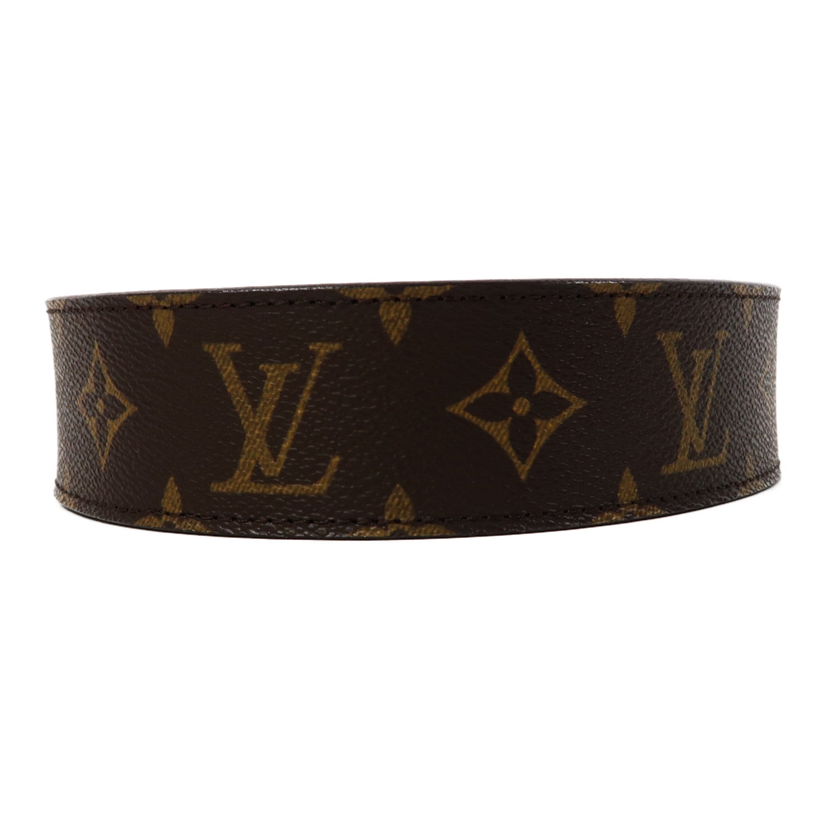 LOUIS VUITTON Monogram Belt金扣皮帶啡色