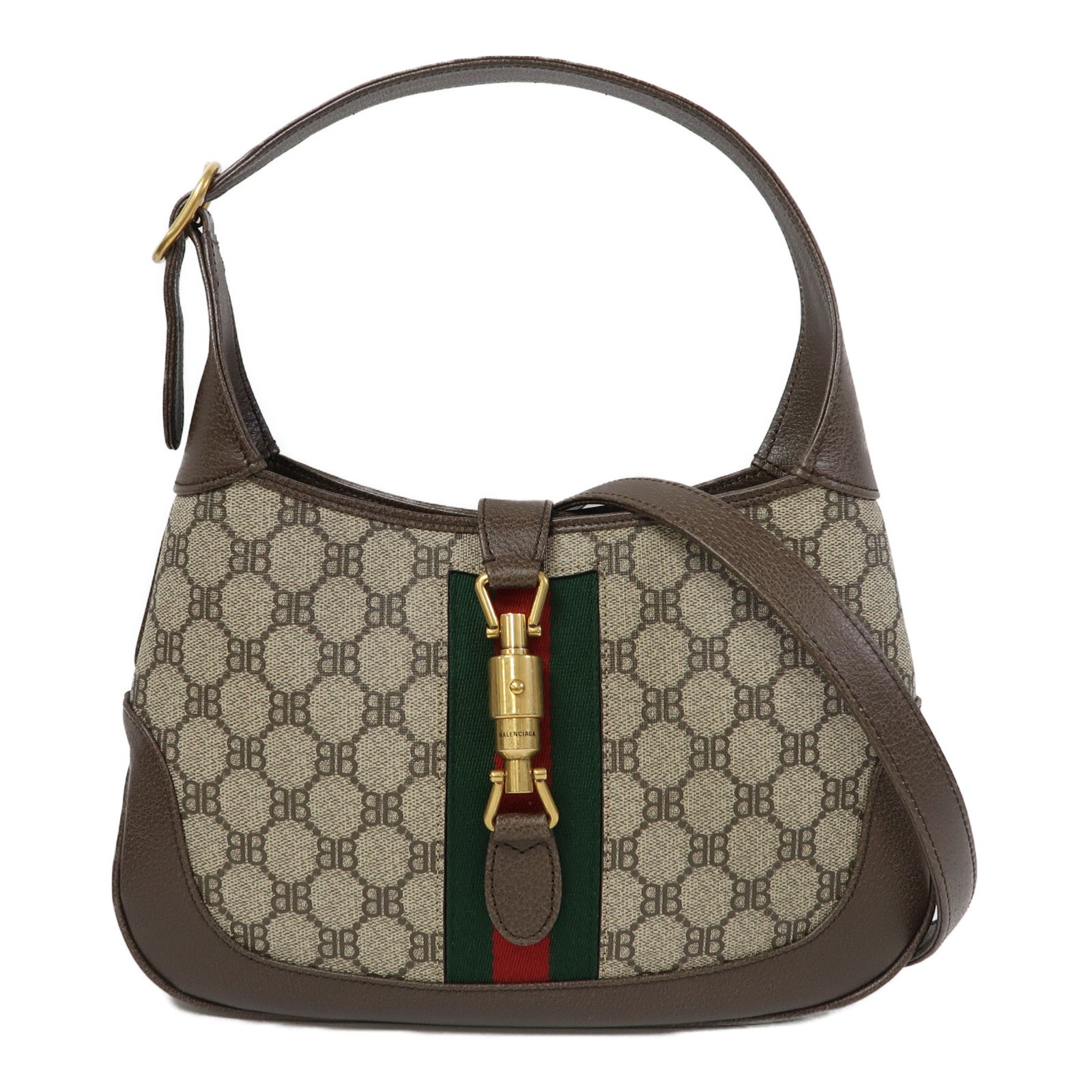 BALENCIAGA 塗層帆布Balenciaga X Gucci Jackie 1961 Small Hobo Bag金扣肩背袋啡色