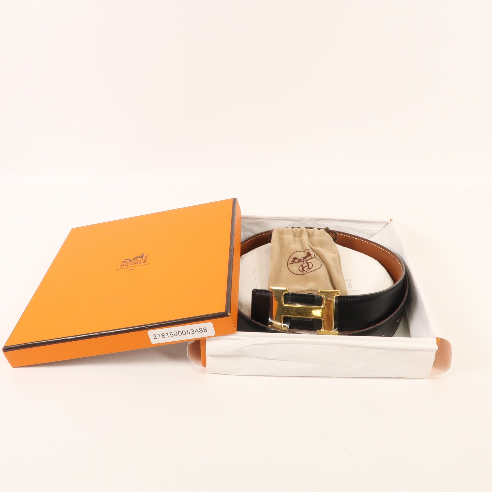 HERMES Box Calf皮革Constance Belt金扣皮帶