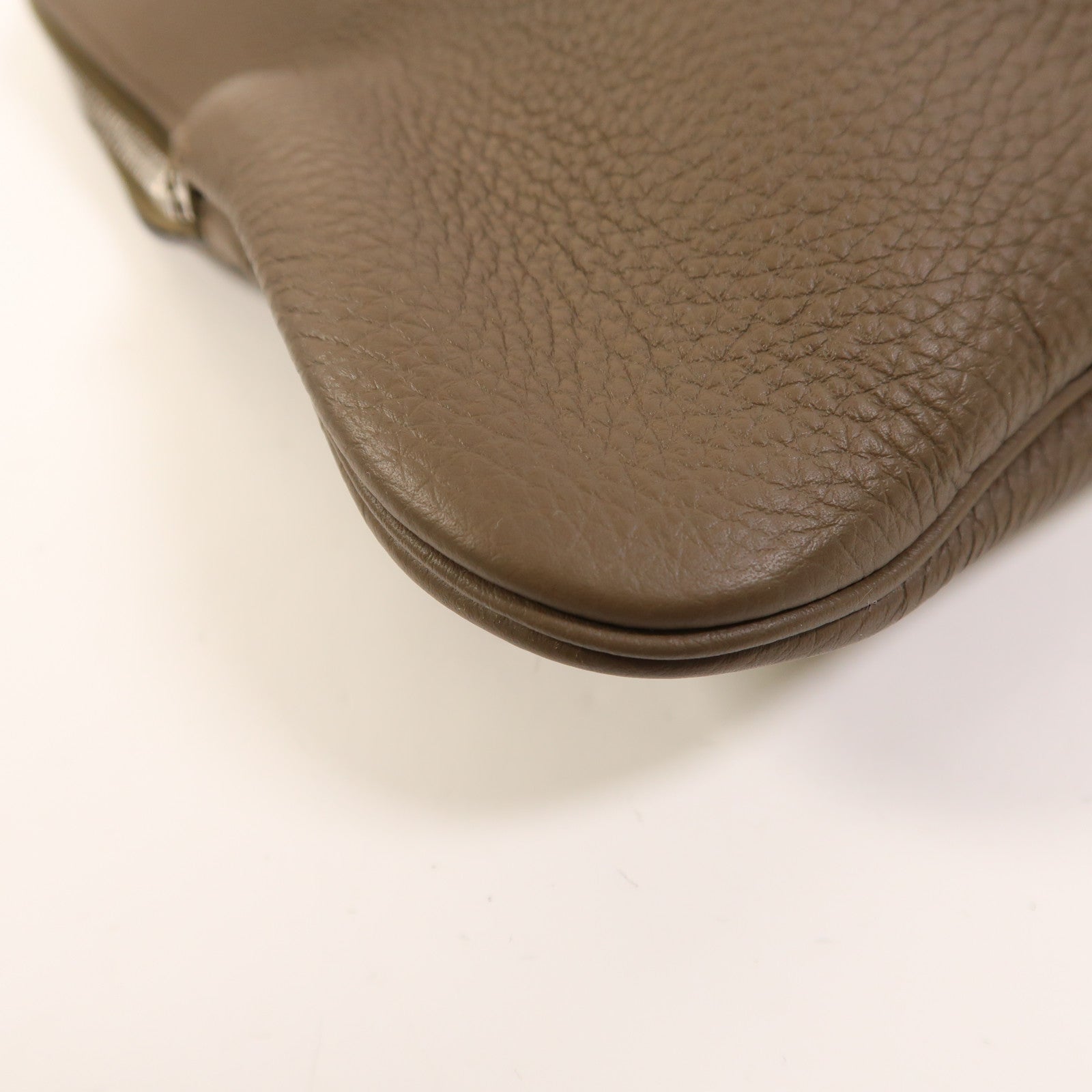 HERMES Togo皮革Victoria Business Bag銀扣手挽袋Etoupe