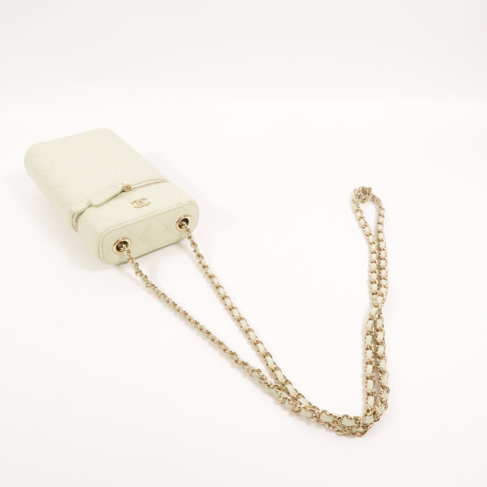 CHANEL 牛皮皮革Vanity Phone Case鏈帶肩背袋