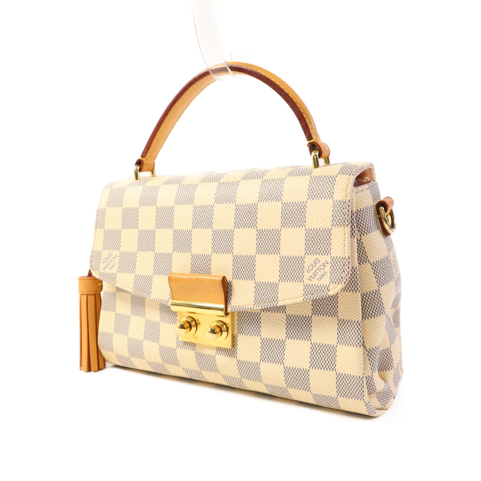 LOUIS VUITTON Damier Azur Croisette金扣手挽肩背兩用袋