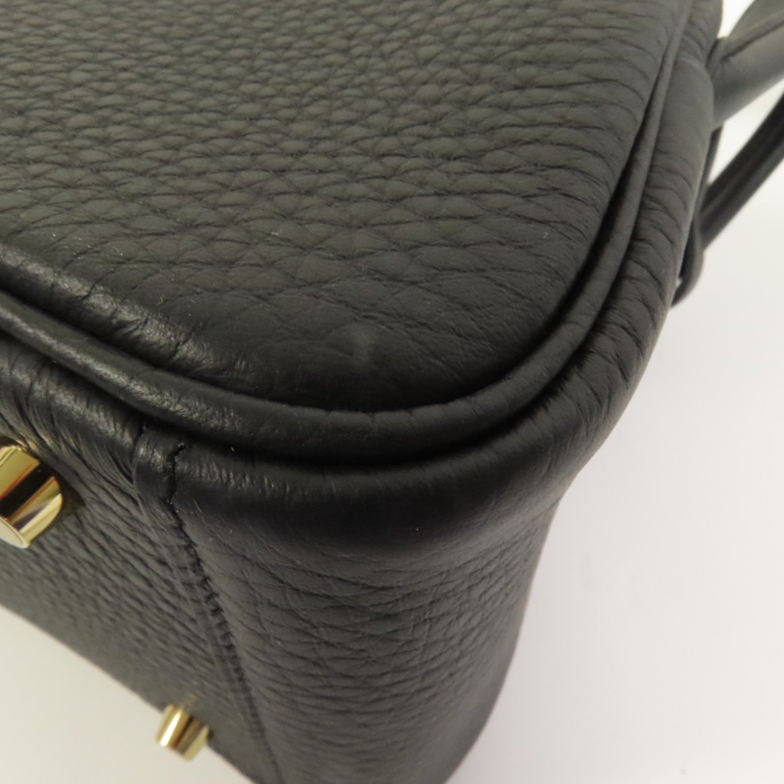 HERMES Clemence皮革Mini Lindy金扣手挽肩背兩用袋Noir