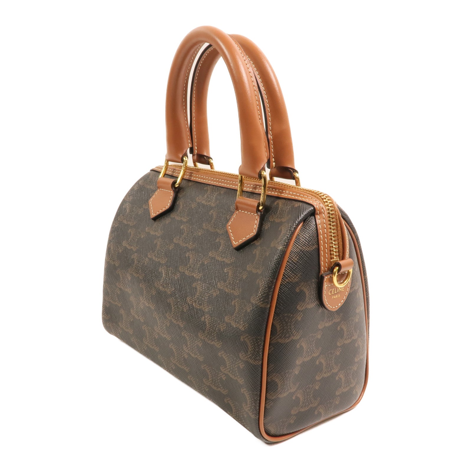 CELINE 塗層帆布Shoulder Bag金扣手挽肩背兩用袋