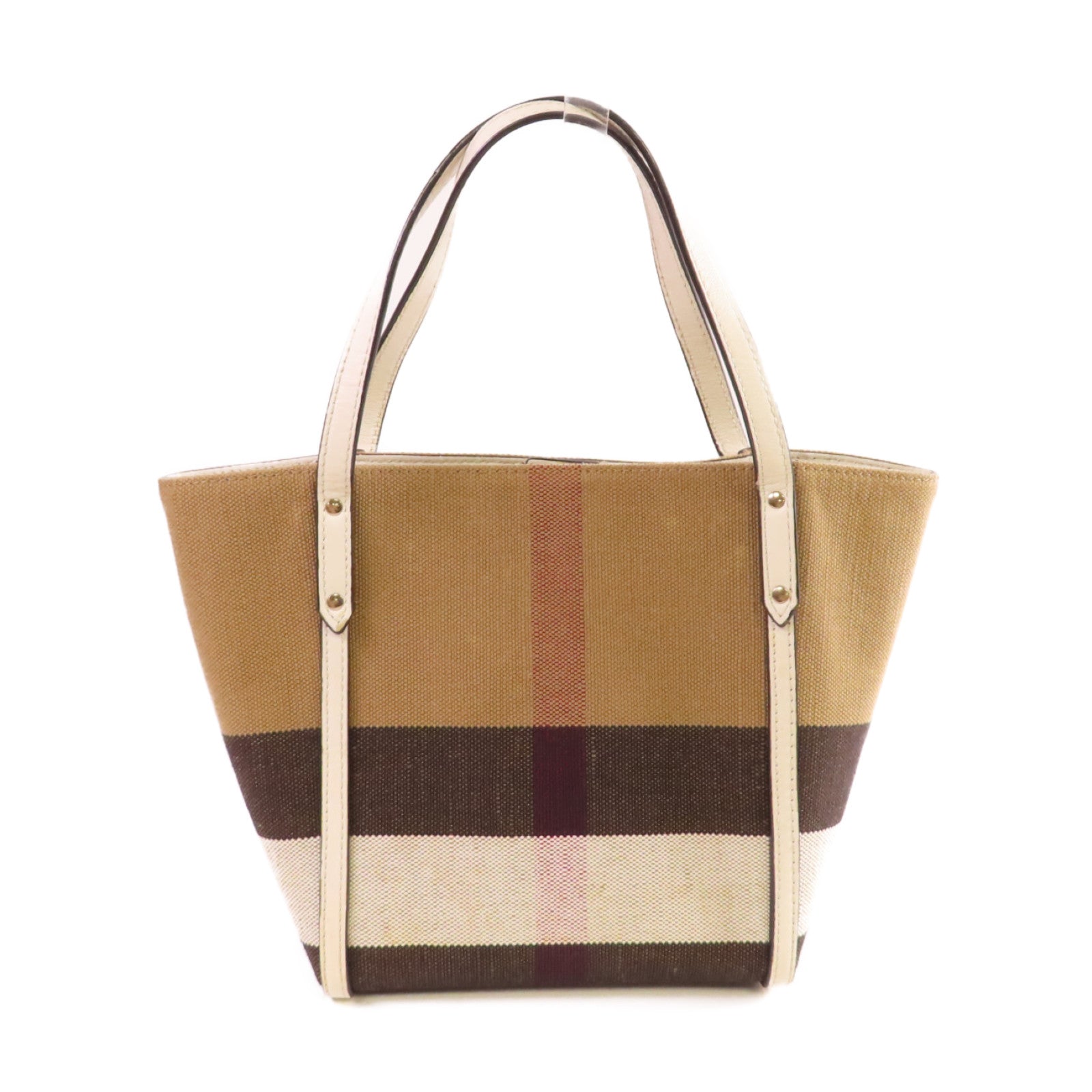 BURBERRY 帆布Hand Bag銀扣手挽袋啡色/白色