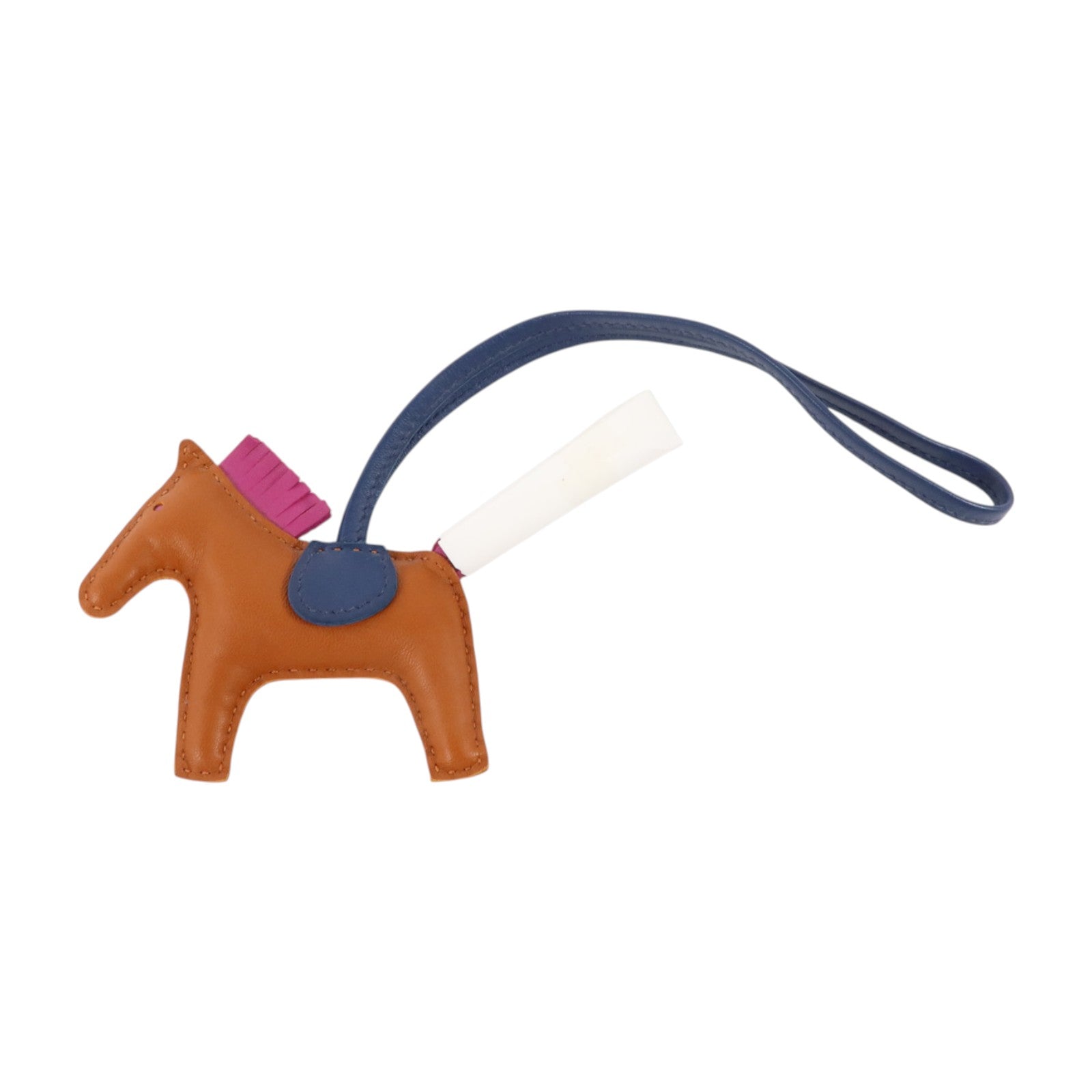 HERMES Milo皮革Rodeo PM掛飾Gold/Bleu Saphir/Rose Purple