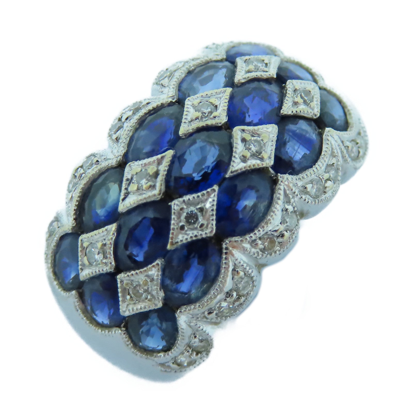 JEWELRY 【激減優惠】18K白金Sapphire Diamond Ring鑽石/藍寶石戒指US#7