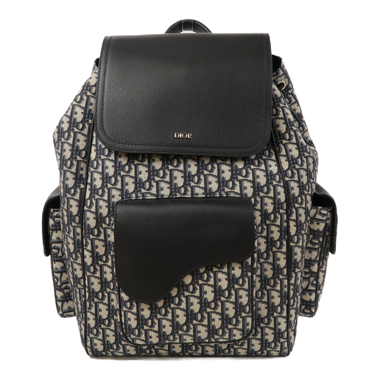 Dior 【激減優惠】帆布Saddle Backpack銀扣背包藍色