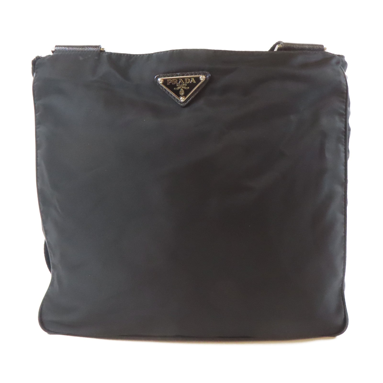 PRADA 尼龍Shoulder Bag銀扣肩背袋黑色