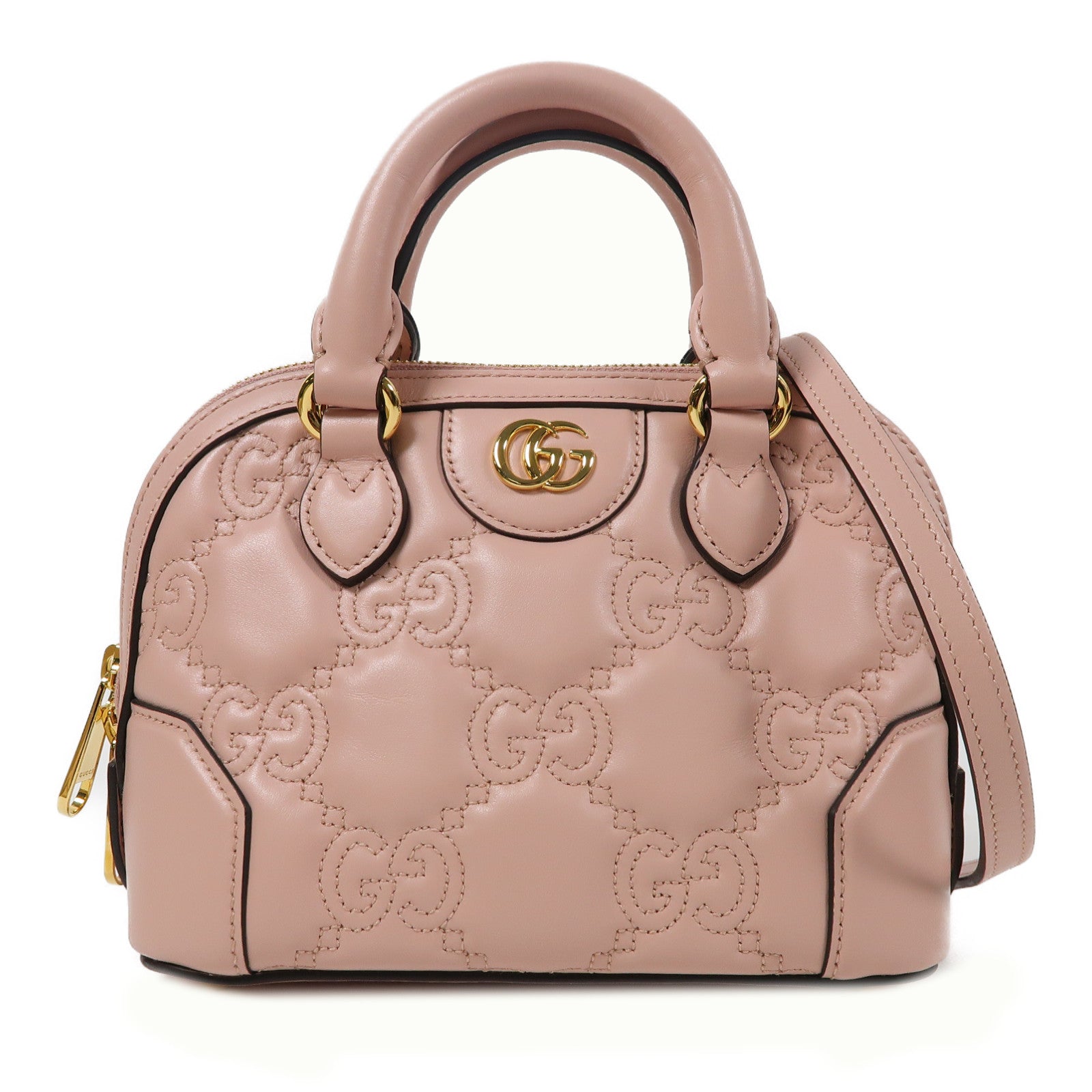GUCCI 牛皮皮革Shoulder Bag金扣手挽肩背兩用袋粉紅色