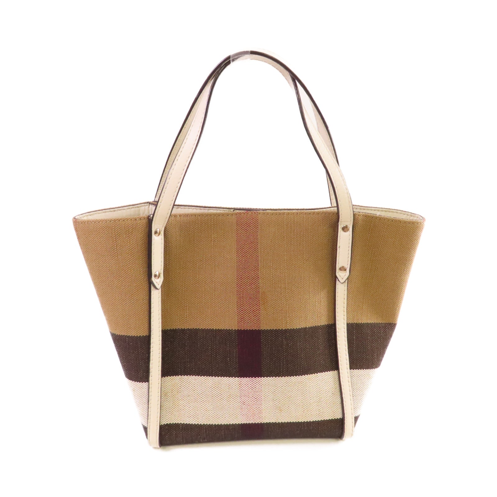 BURBERRY 帆布Hand Bag銀扣手挽袋啡色/白色