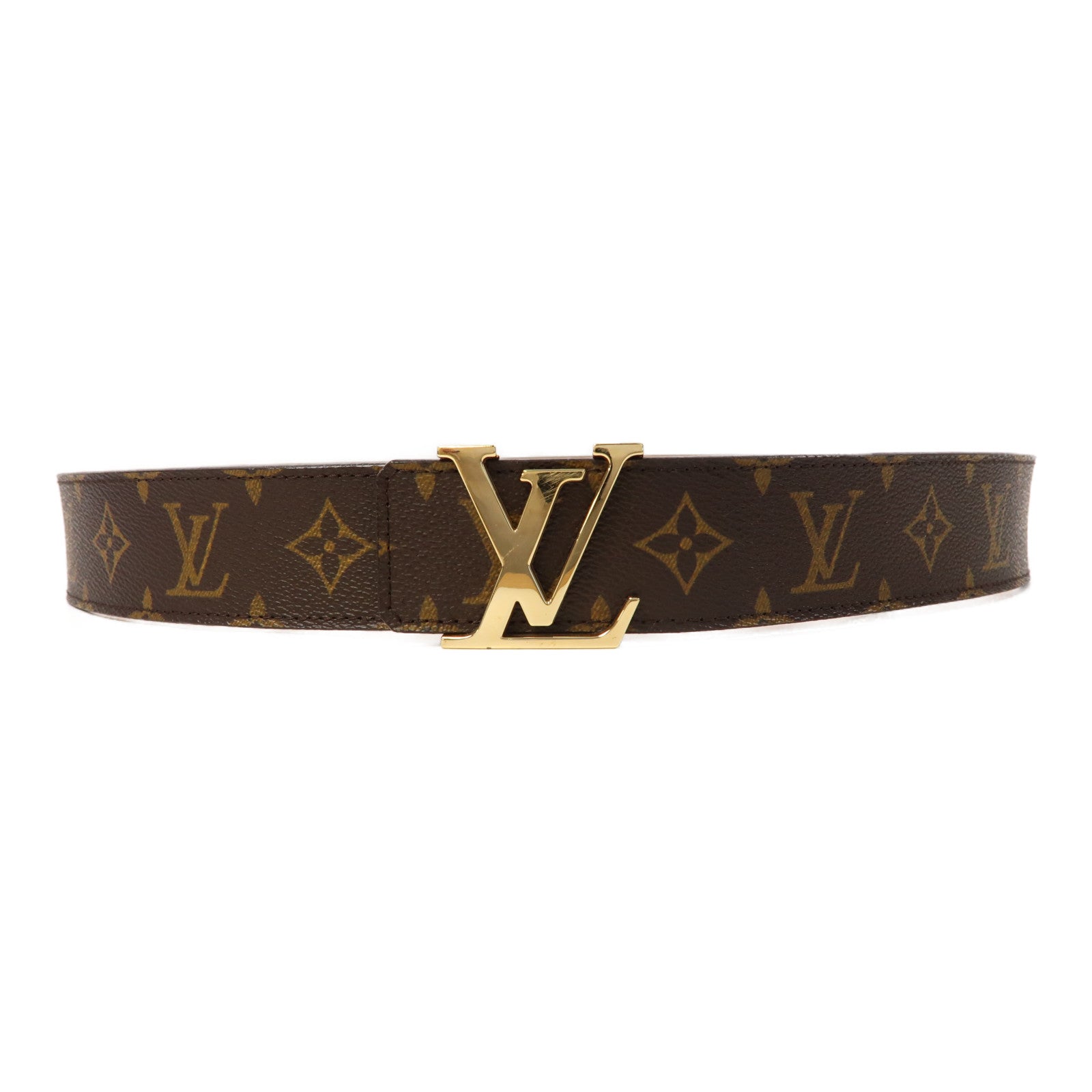 LOUIS VUITTON Monogram Belt金扣皮帶啡色