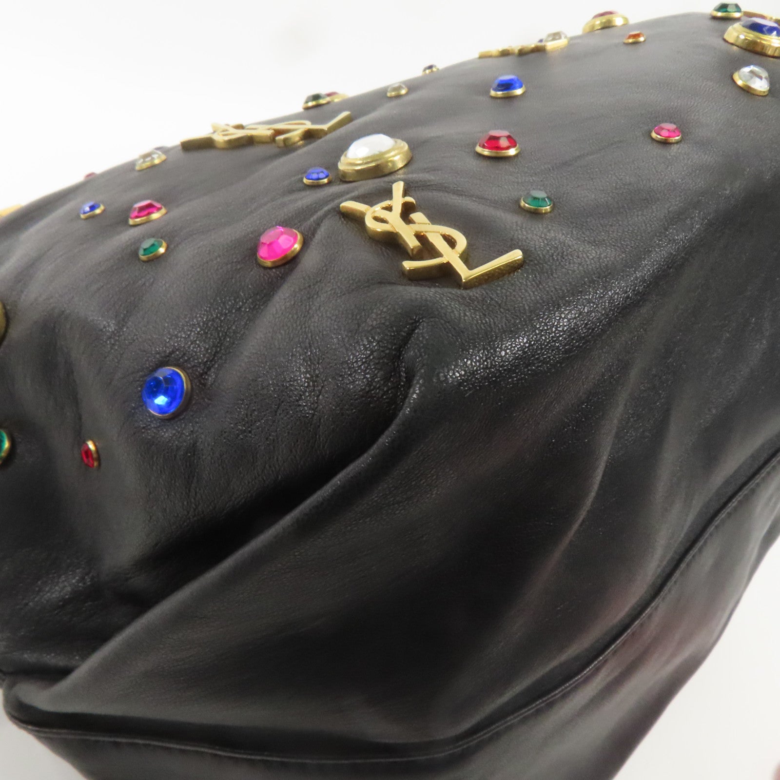 SAINT LAURENT 羊皮皮革Shoulder Bag金扣肩背袋黑色