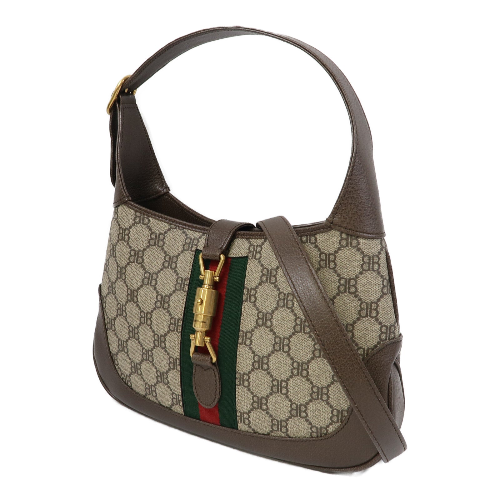 BALENCIAGA 塗層帆布Balenciaga X Gucci Jackie 1961 Small Hobo Bag金扣肩背袋啡色