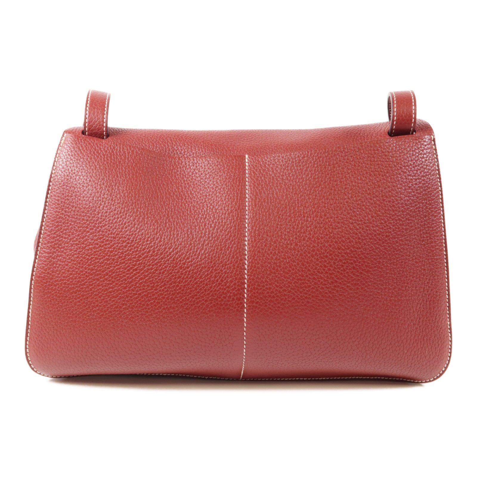 HERMES Clemence皮革Halzan 31銀扣手挽肩背兩用袋Rouge H紅色