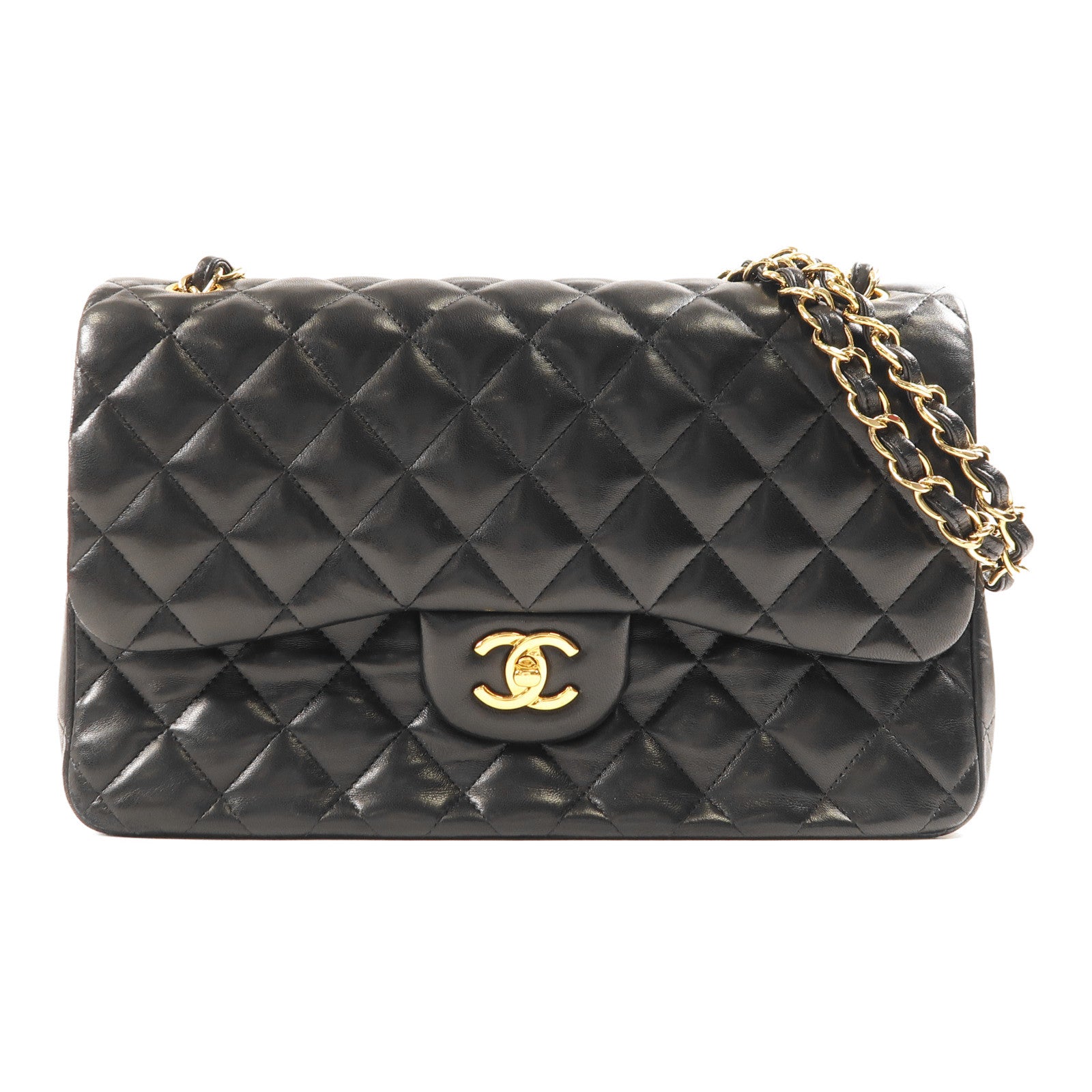 CHANEL 羊皮皮革Large Classic金扣鏈帶肩背袋