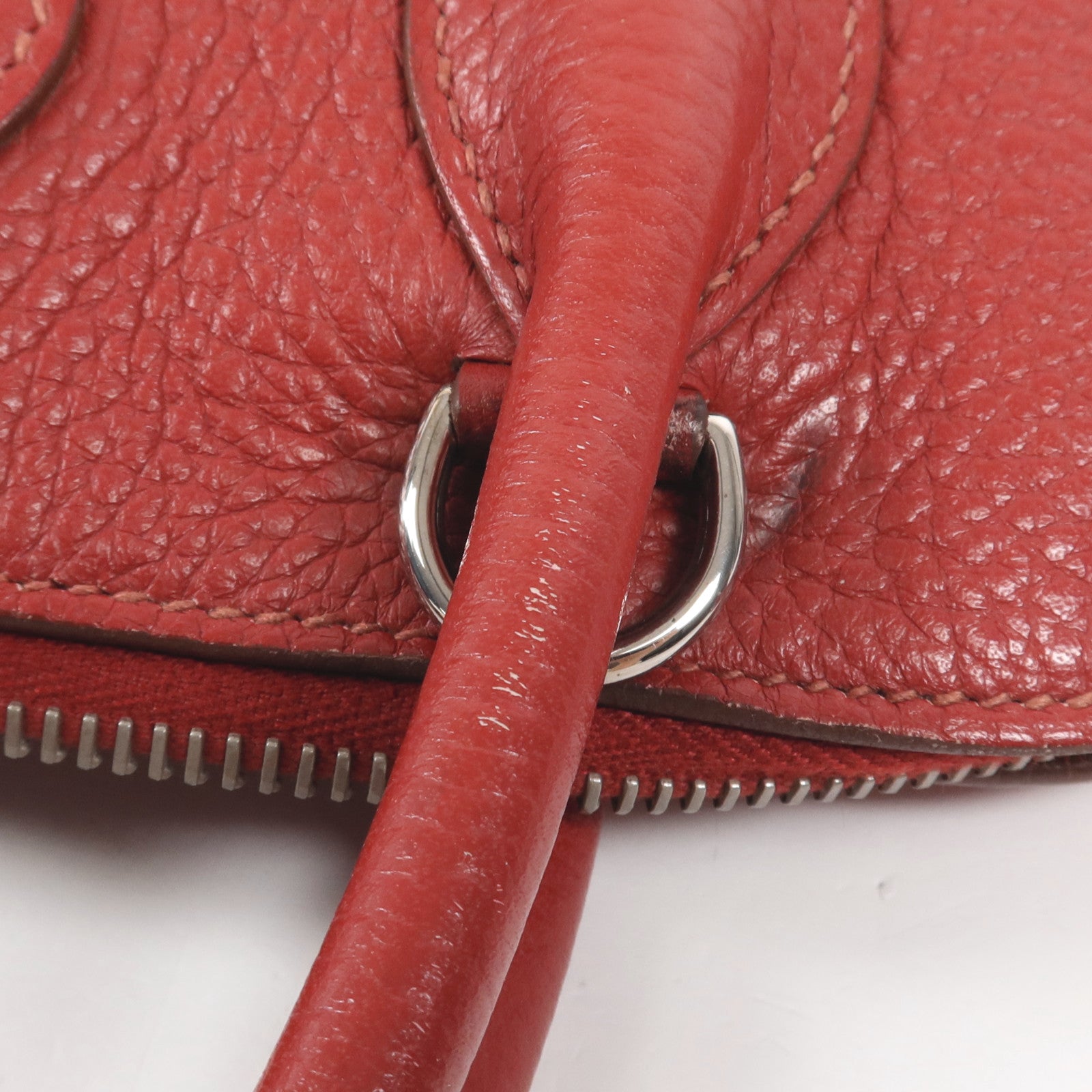 HERMES Clemence皮革Bolide 31銀扣手挽肩背兩用袋Vermillon