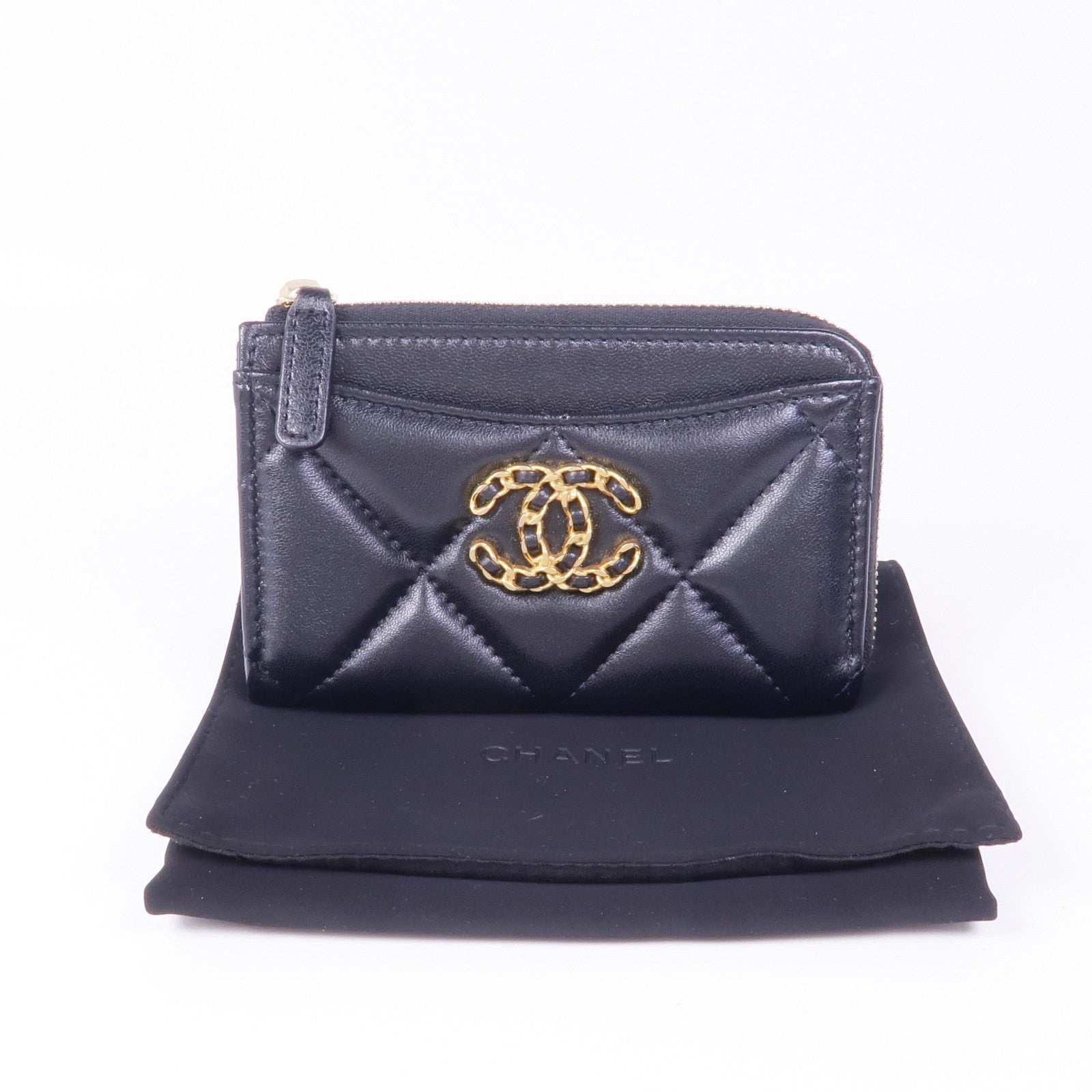 CHANEL 羊皮皮革C19 Card Case金扣卡片套