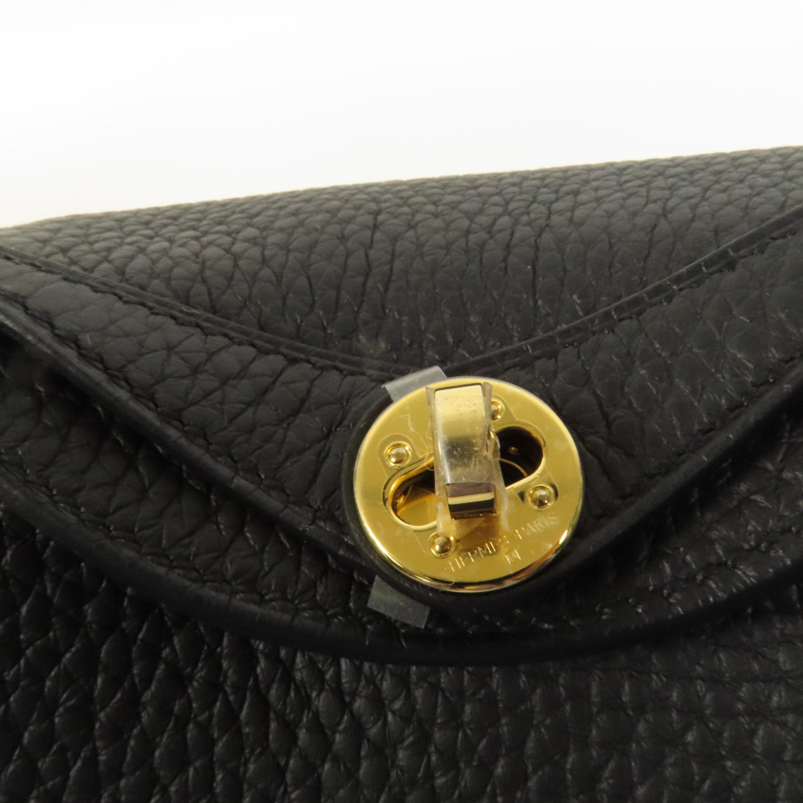 HERMES Clemence皮革Mini Lindy金扣手挽肩背兩用袋Noir