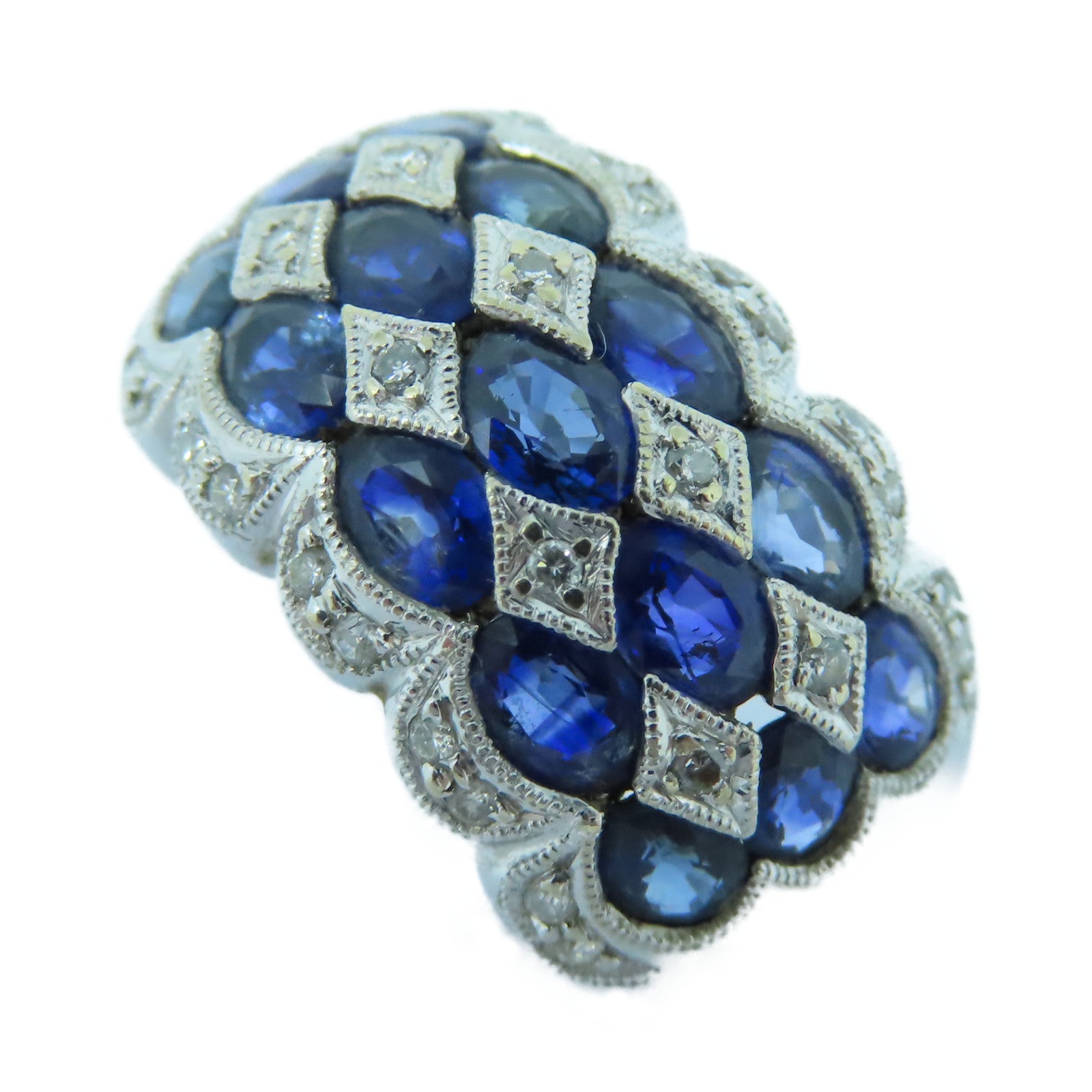 JEWELRY 【激減優惠】18K白金Sapphire Diamond Ring鑽石/藍寶石戒指US#7