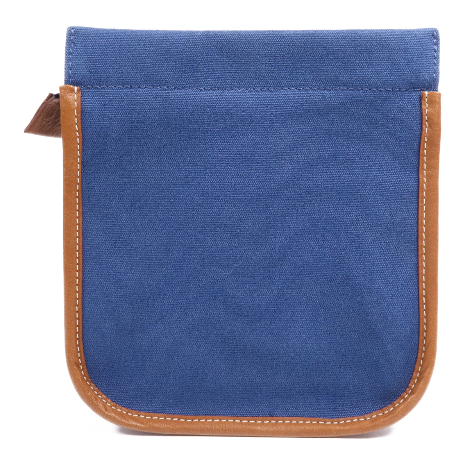 HERMES Swift皮革/棉質Embroidery Logo Camaiueu Pouch銀扣手拿包