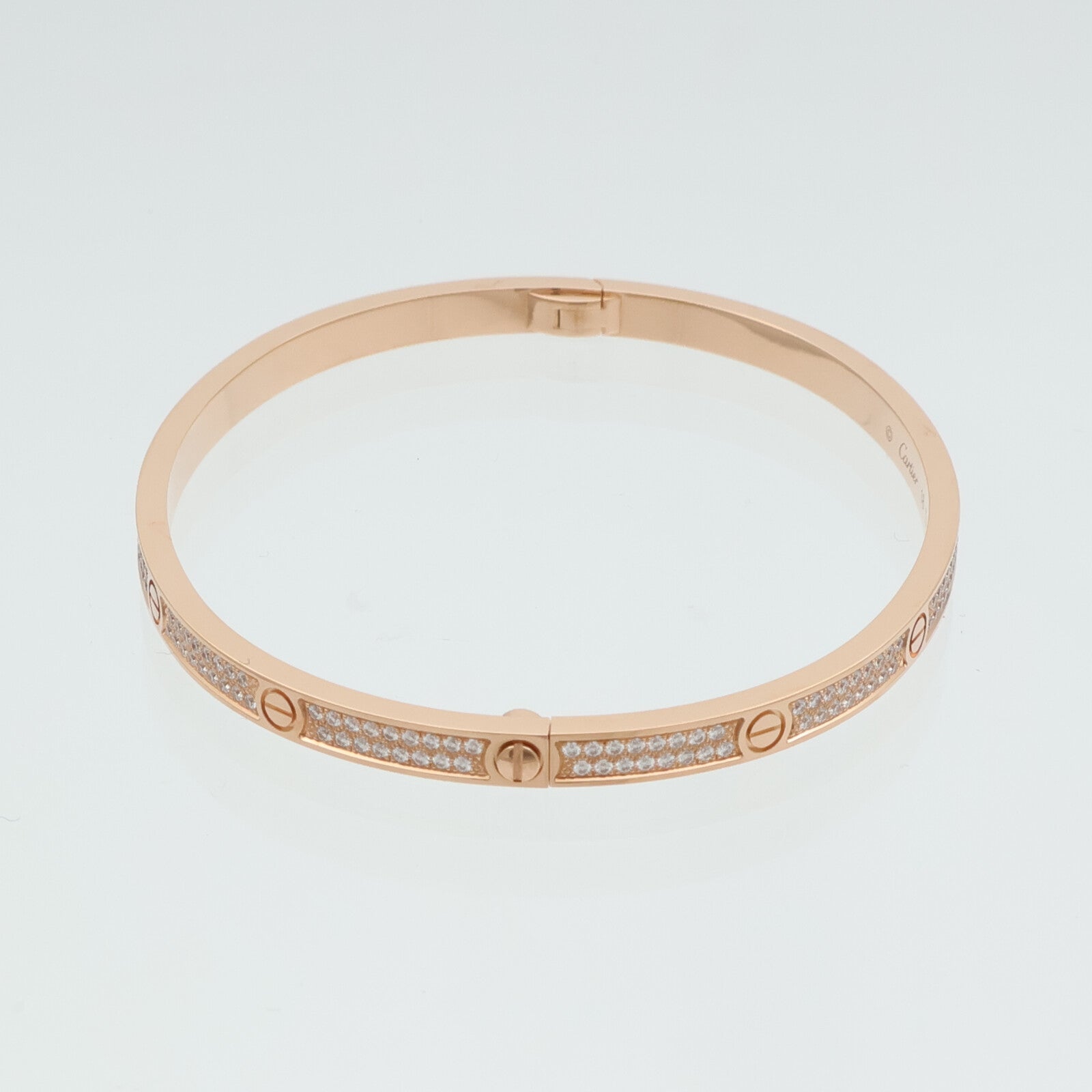 CARTIER 18K玫瑰金Love Blaceret SM Paved鑽石手鐲