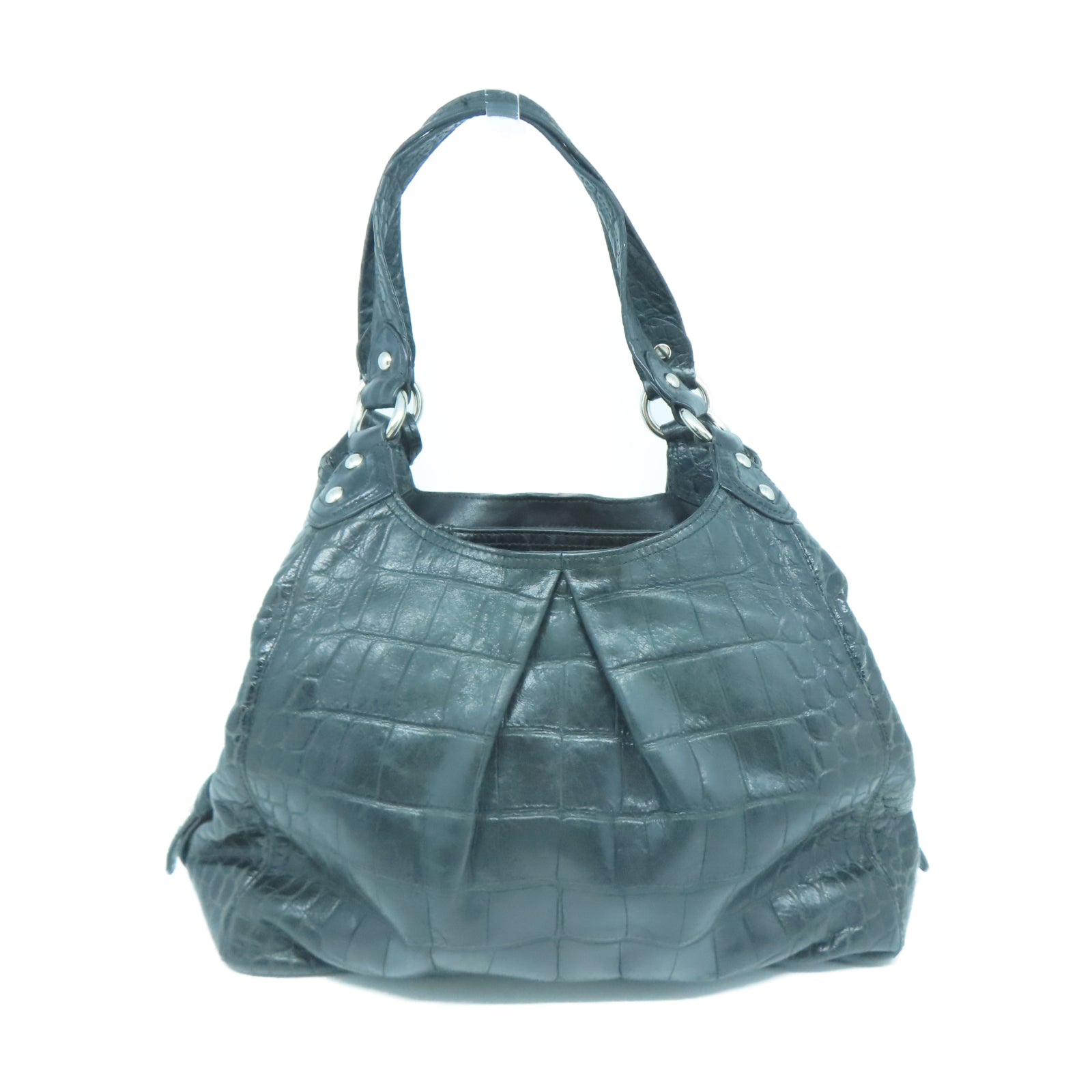COACH 【激減優惠】牛皮皮革Shoulder Bag銀扣肩背袋黑色