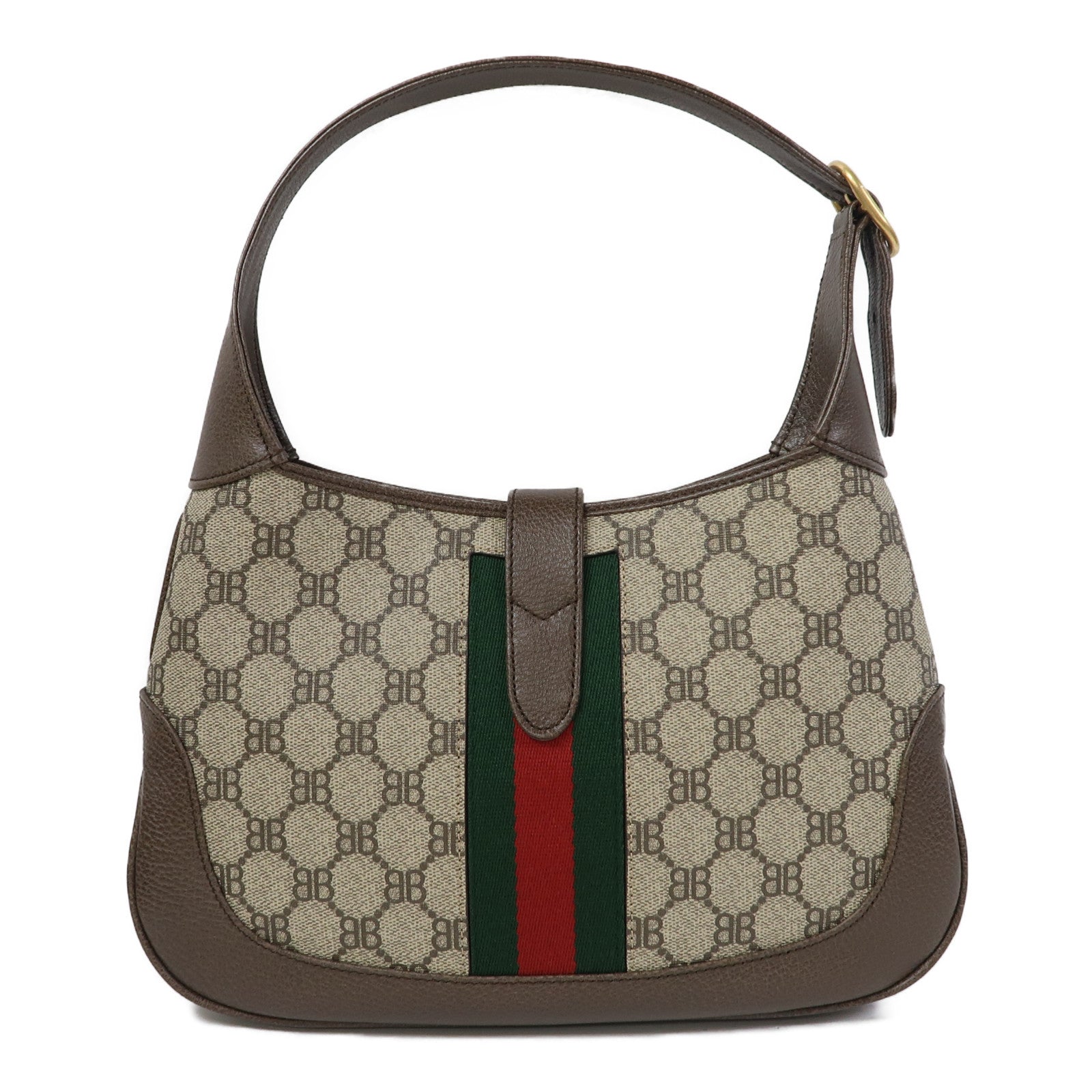 BALENCIAGA 塗層帆布Balenciaga X Gucci Jackie 1961 Small Hobo Bag金扣肩背袋啡色