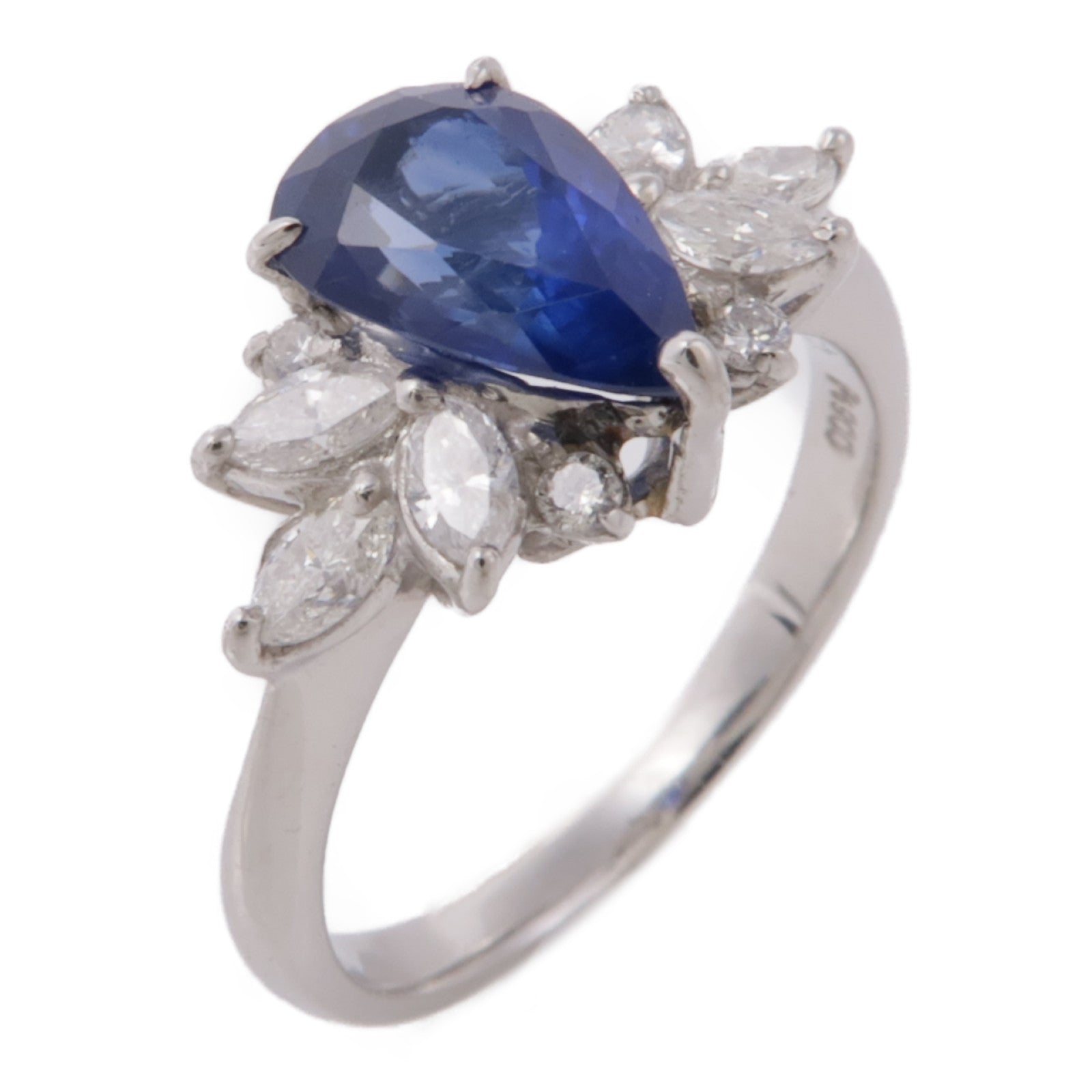 JEWELRY PT900鉑金Sapphire Diamond Ring鑽石/藍寶石戒指US#6