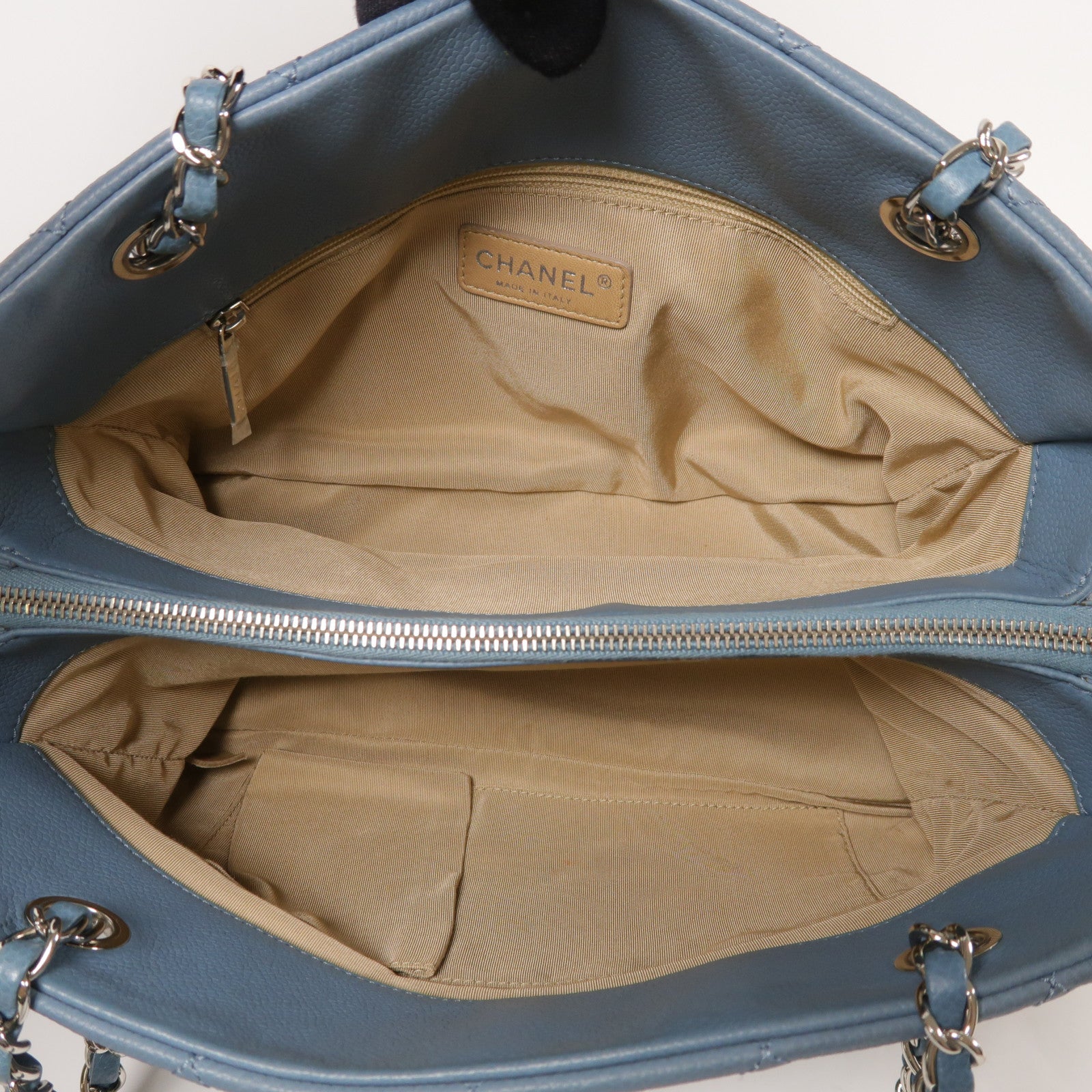 CHANEL CC SHW Shoulder Bag Calfskin Leather Blue