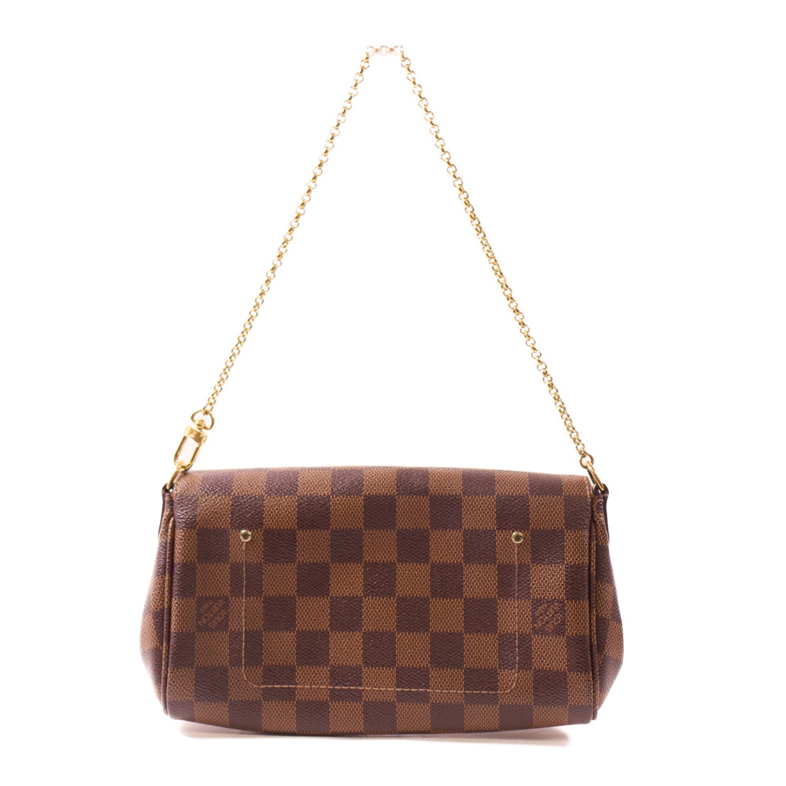 LOUIS VUITTON Damier Favorite MM金扣手挽肩背兩用袋棕色