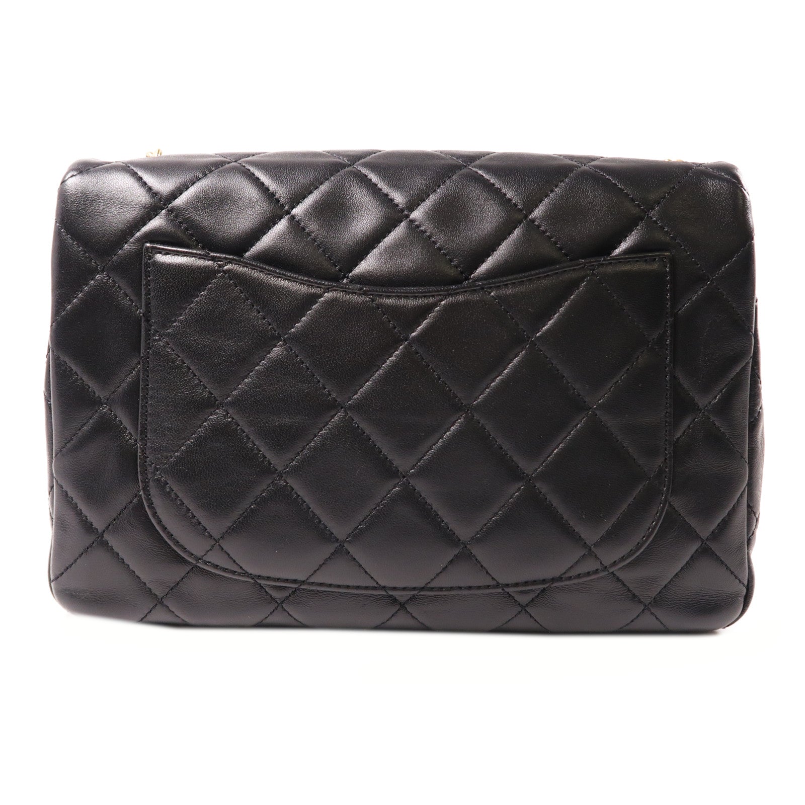 CHANEL 羊皮皮革Chain Shoulder金扣鏈帶肩背袋黑色