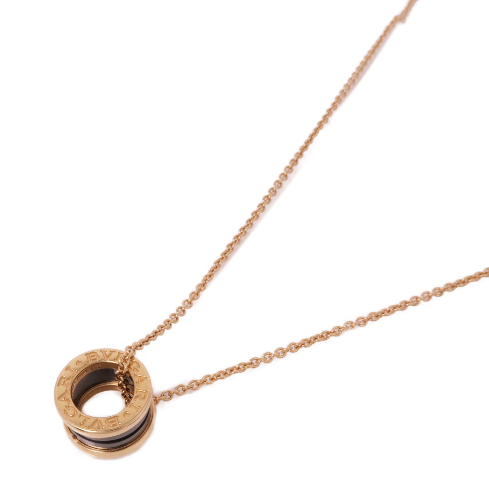 BVLGARI 18K玫瑰金/陶瓷B-zero1 Necklace金扣項鏈