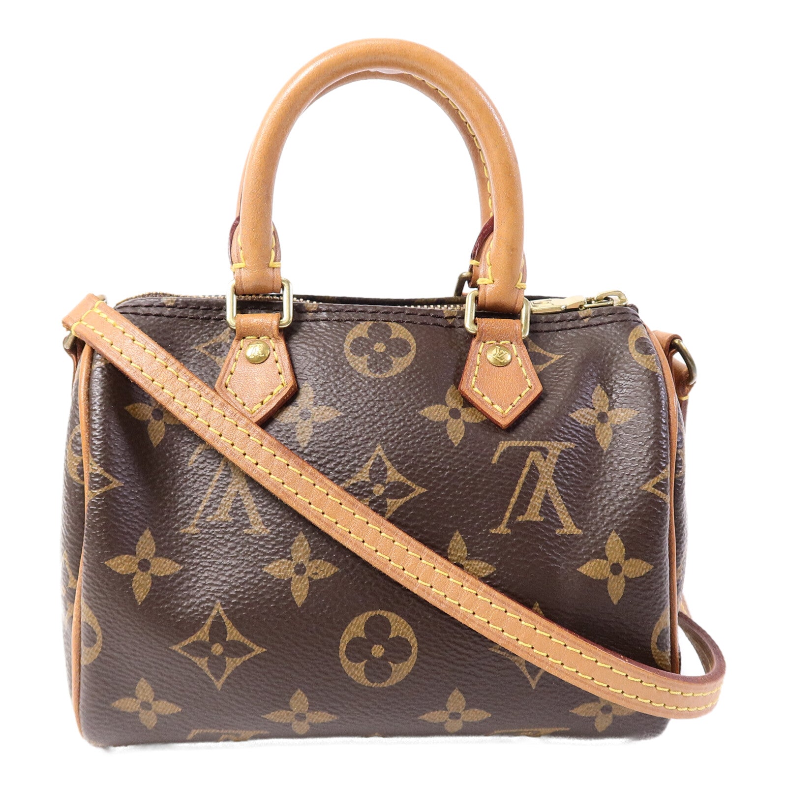 LOUIS VUITTON Monogram Nano Speedy手挽肩背兩用袋棕色
