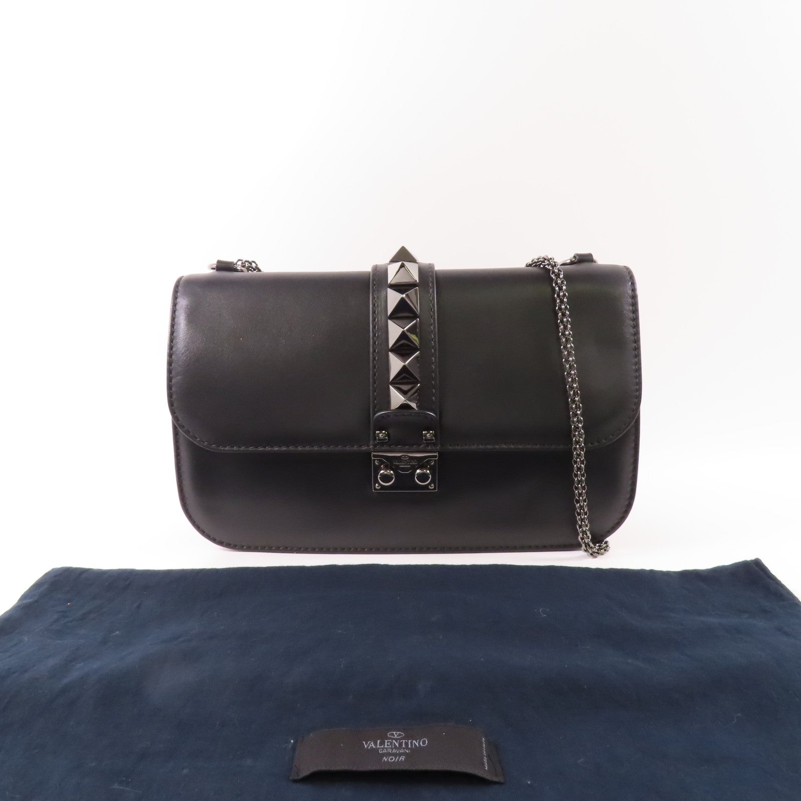 Valentino 【激減優惠】牛皮皮革Glam Lock Shoulder Bag鏈帶肩背袋