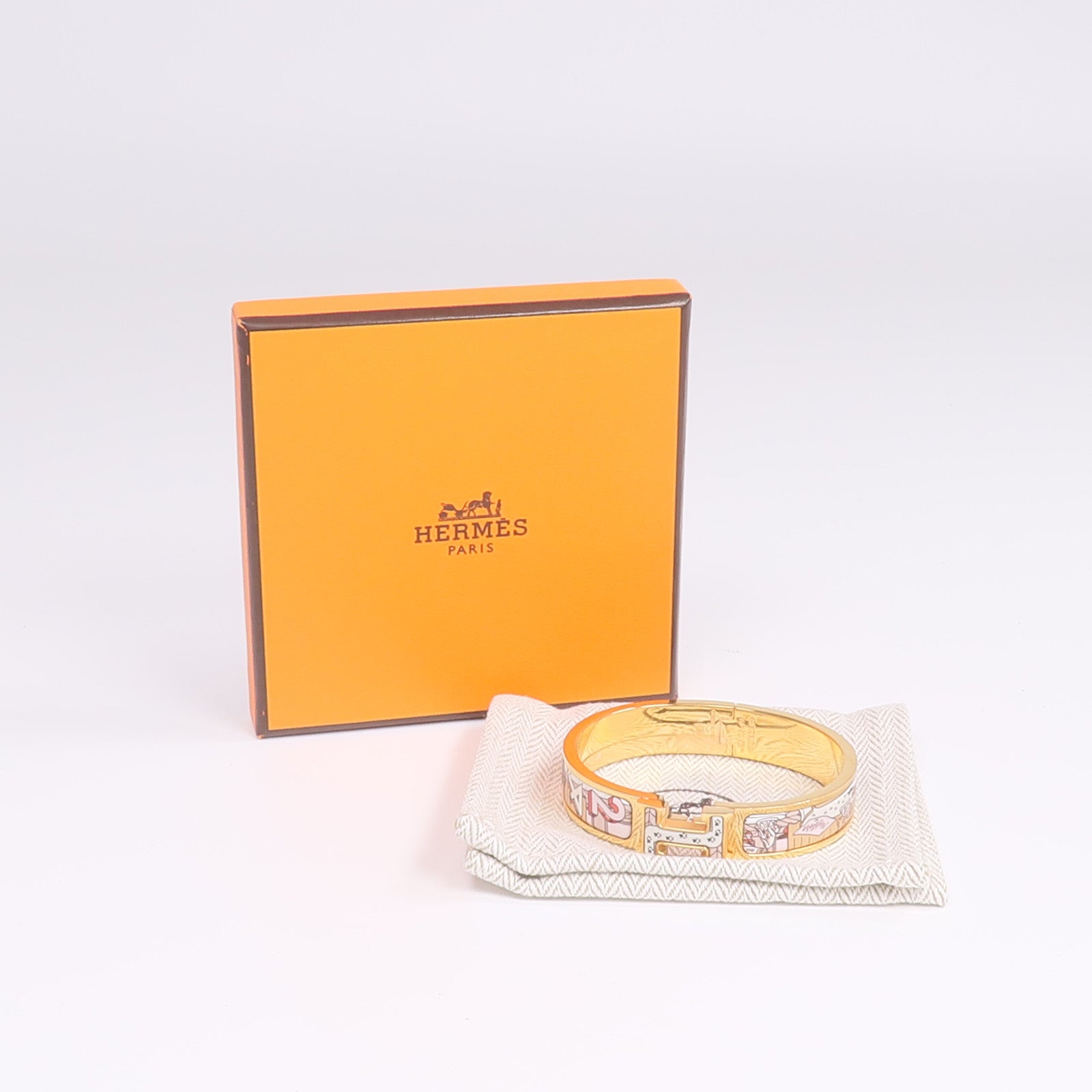 HERMES 金屬/琺瑯Clic H Bracelet金扣手帶