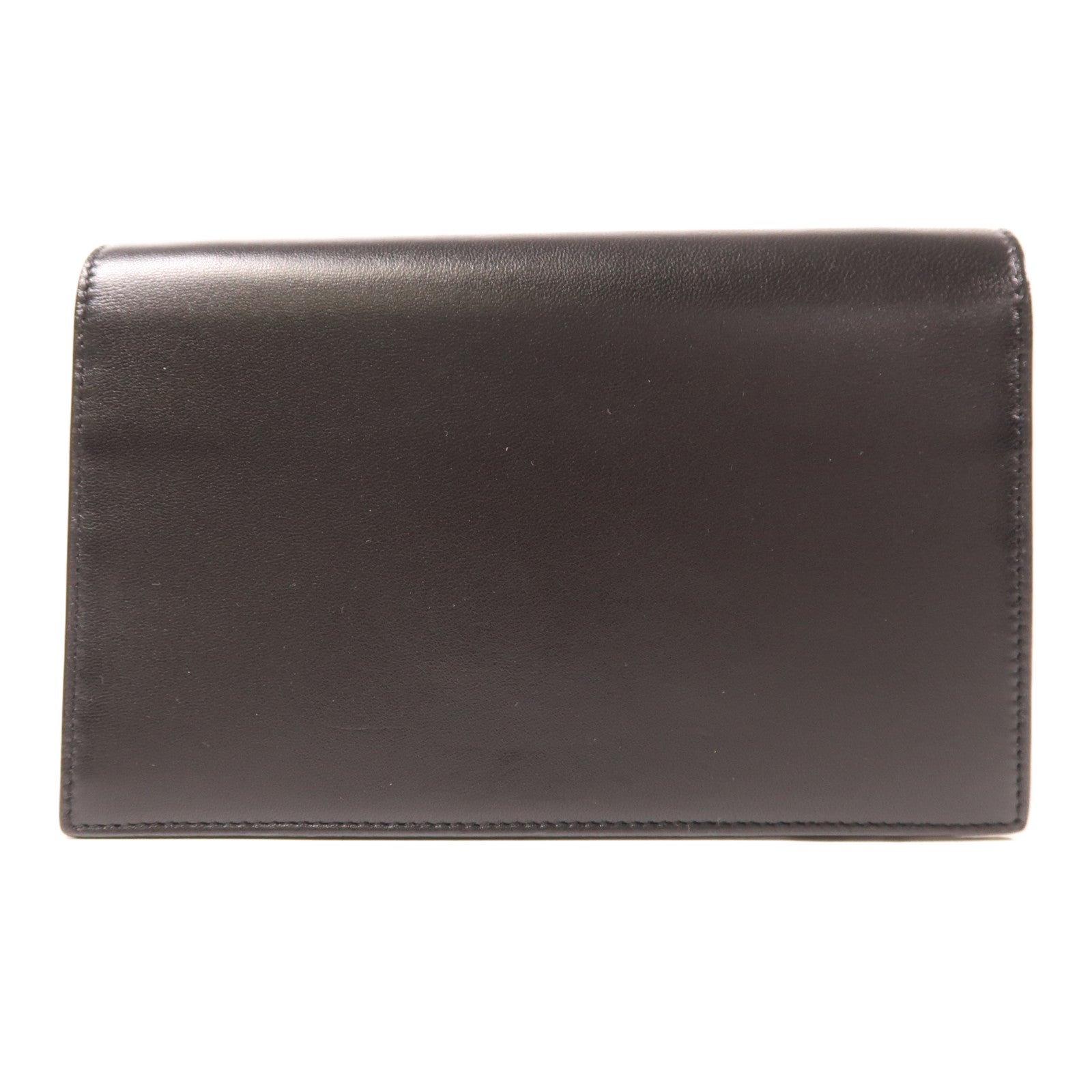 YVES SAINT LAURENT 皮革Cassandre Envelope Chain Wallet金扣鏈帶肩背袋黑色