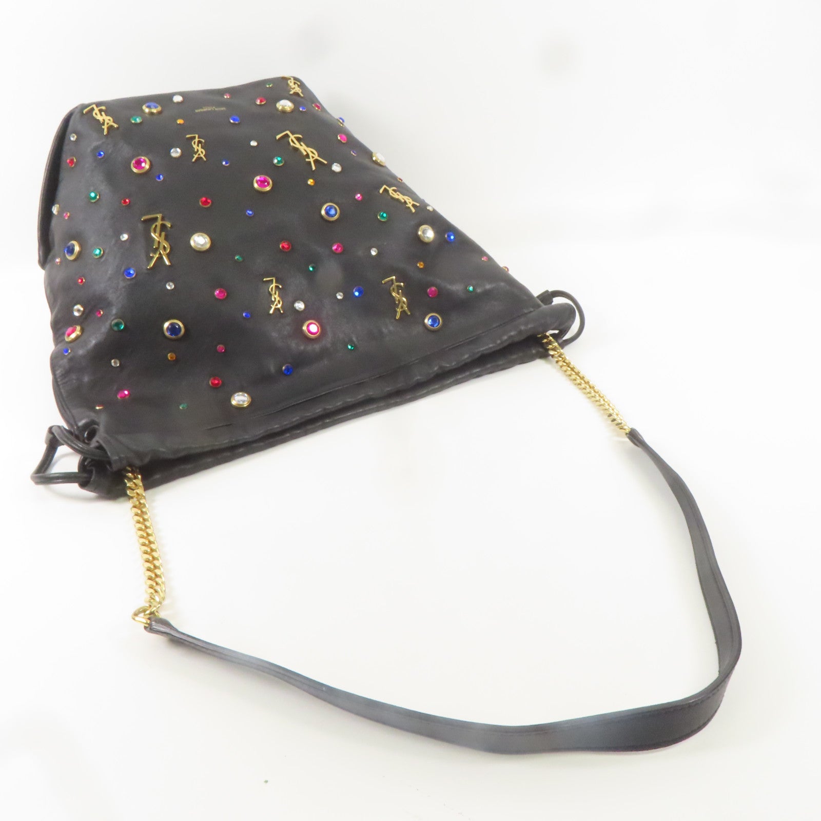 SAINT LAURENT 羊皮皮革Shoulder Bag金扣肩背袋黑色