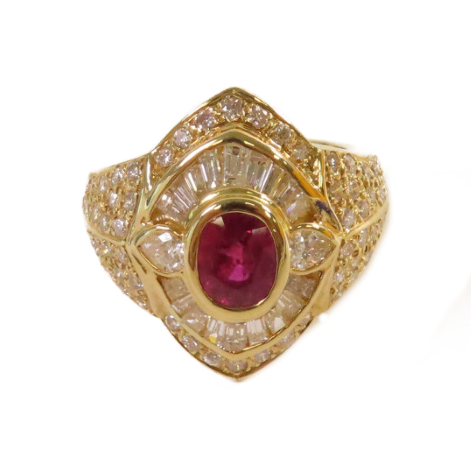 JEWELRY 【激減優惠】18K黃金/1.28ct紅寶石/1.51ct鑽石Ruby Ring戒指US#6.75